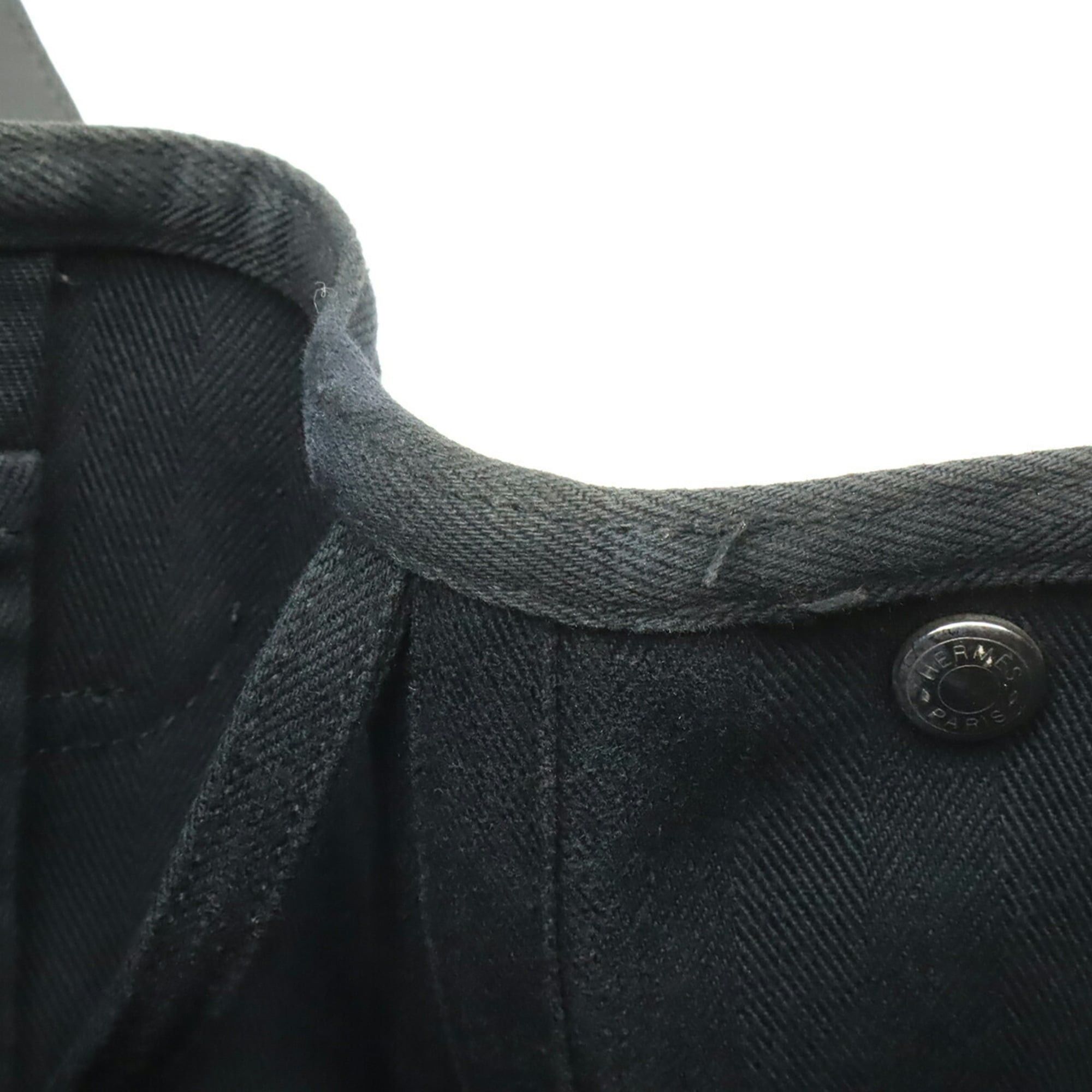 Hermes HERMES Valparaiso PM handbag/tote bag, Toile Chevron leather, black. Pouch missing. M stamp. Size ONE SIZE - 7 Thumbnail