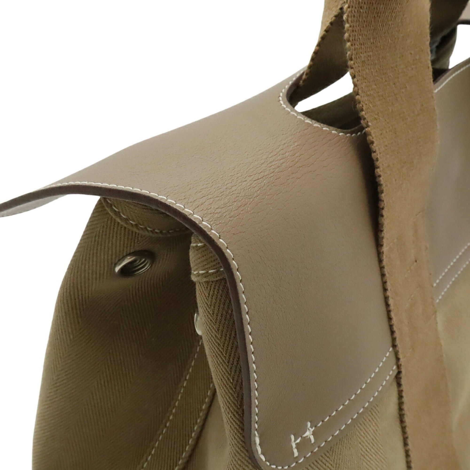 Hermes HERMES Valparaiso PM Handbag Tote Bag Toile Chevron Leather Etoupe Greige L Stamp Size ONE SIZE - 5 Thumbnail