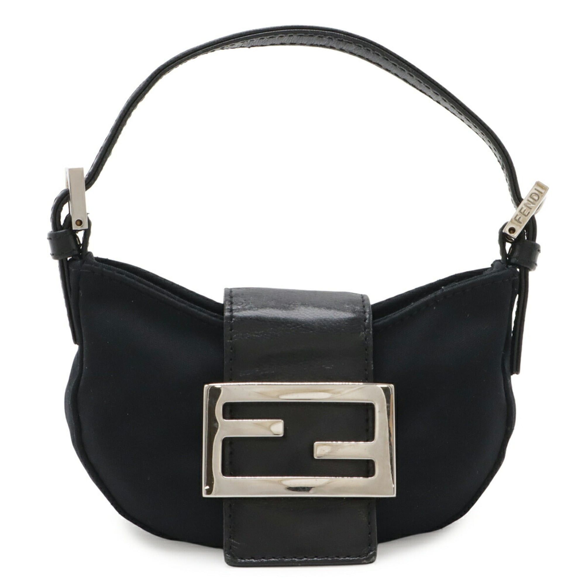 Fendi FENDI Mini Croissant Mamma Handbag Pouch Multi-Pouch Cotton Jersey Leather Black 26673 Size ONE SIZE - 2 Thumbnail