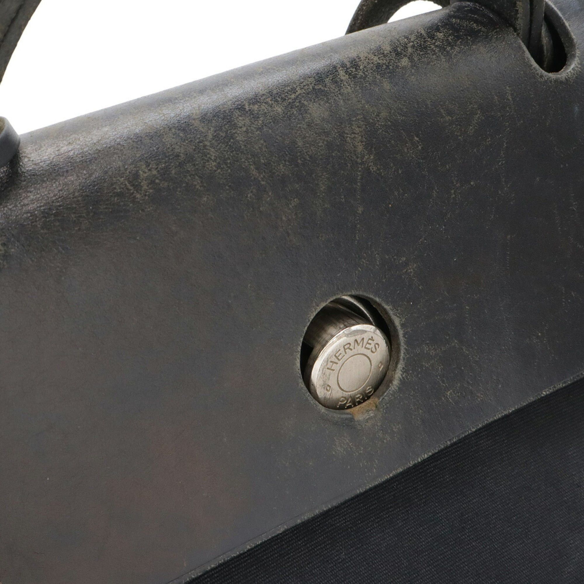 Hermes HERMES Herbag MM Handbag Shoulder Bag Toile Officier Canvas Leather Black □D Stamp Size ONE SIZE - 6 Thumbnail