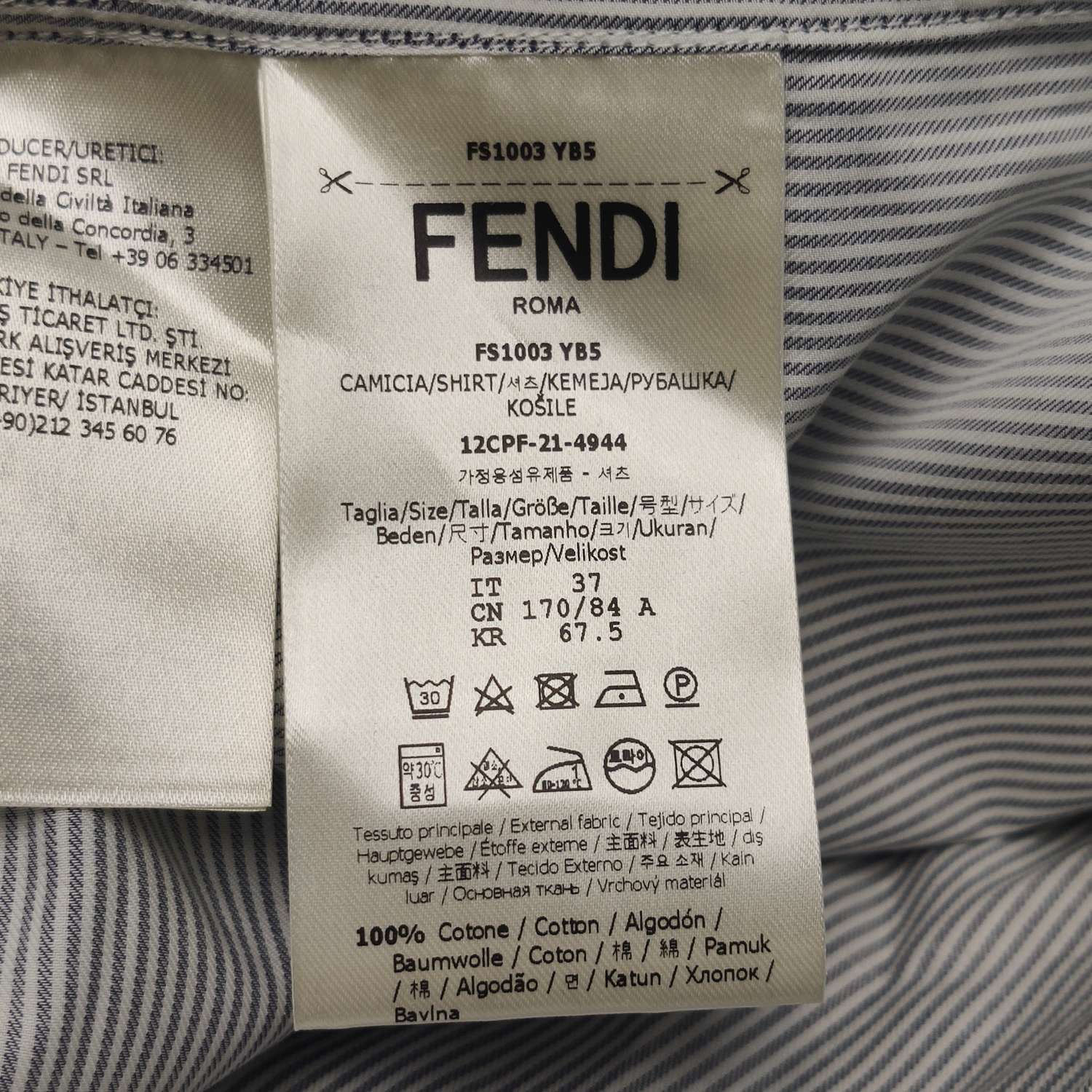 Fendi Fendi Striped Contrast Collar Shirt 37 Size US S / EU 44-46 / 1 - 10 Thumbnail