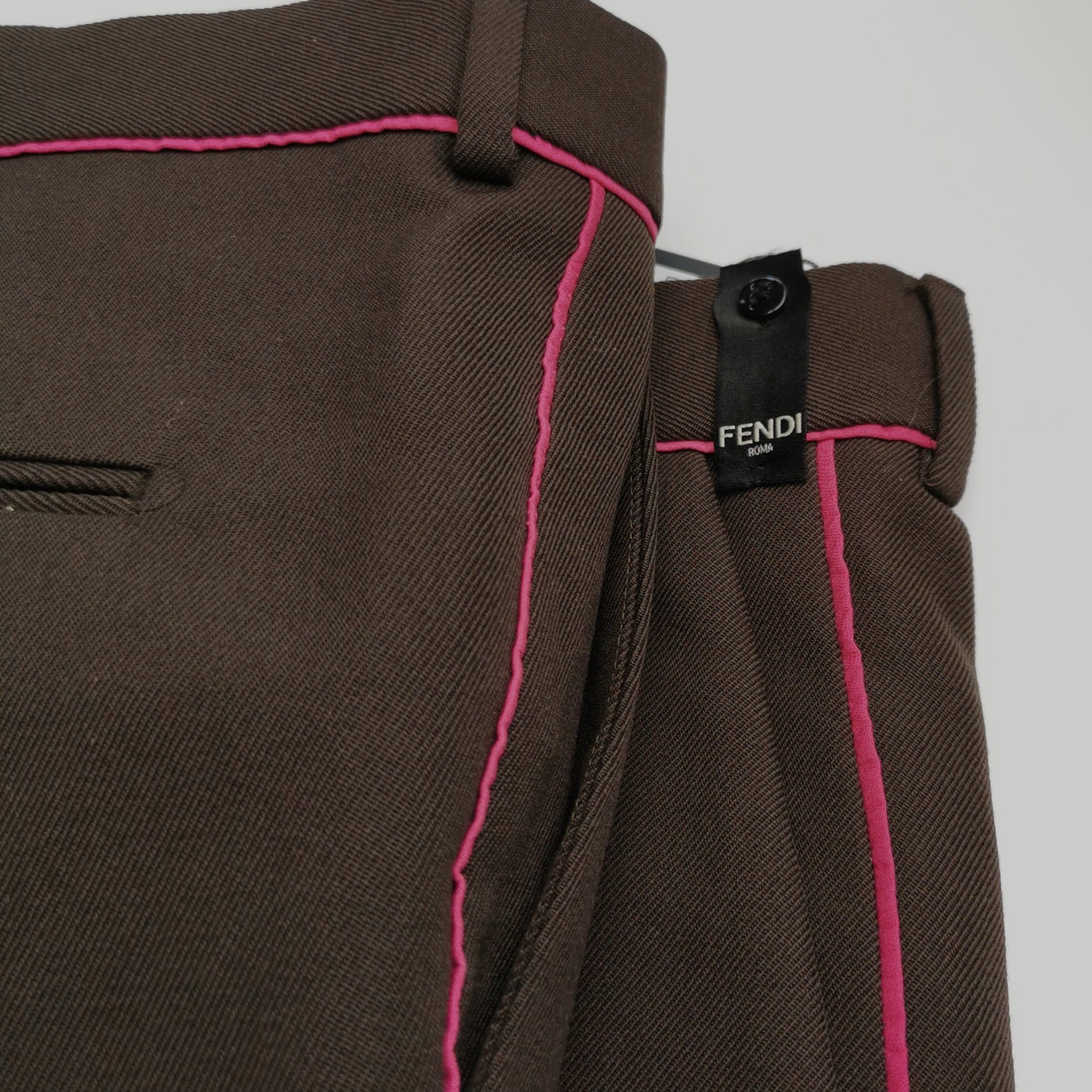 Fendi Fendi Pink Piping Wool Blend Trousers Size 48 Size US 32 / EU 48 - 4 Thumbnail
