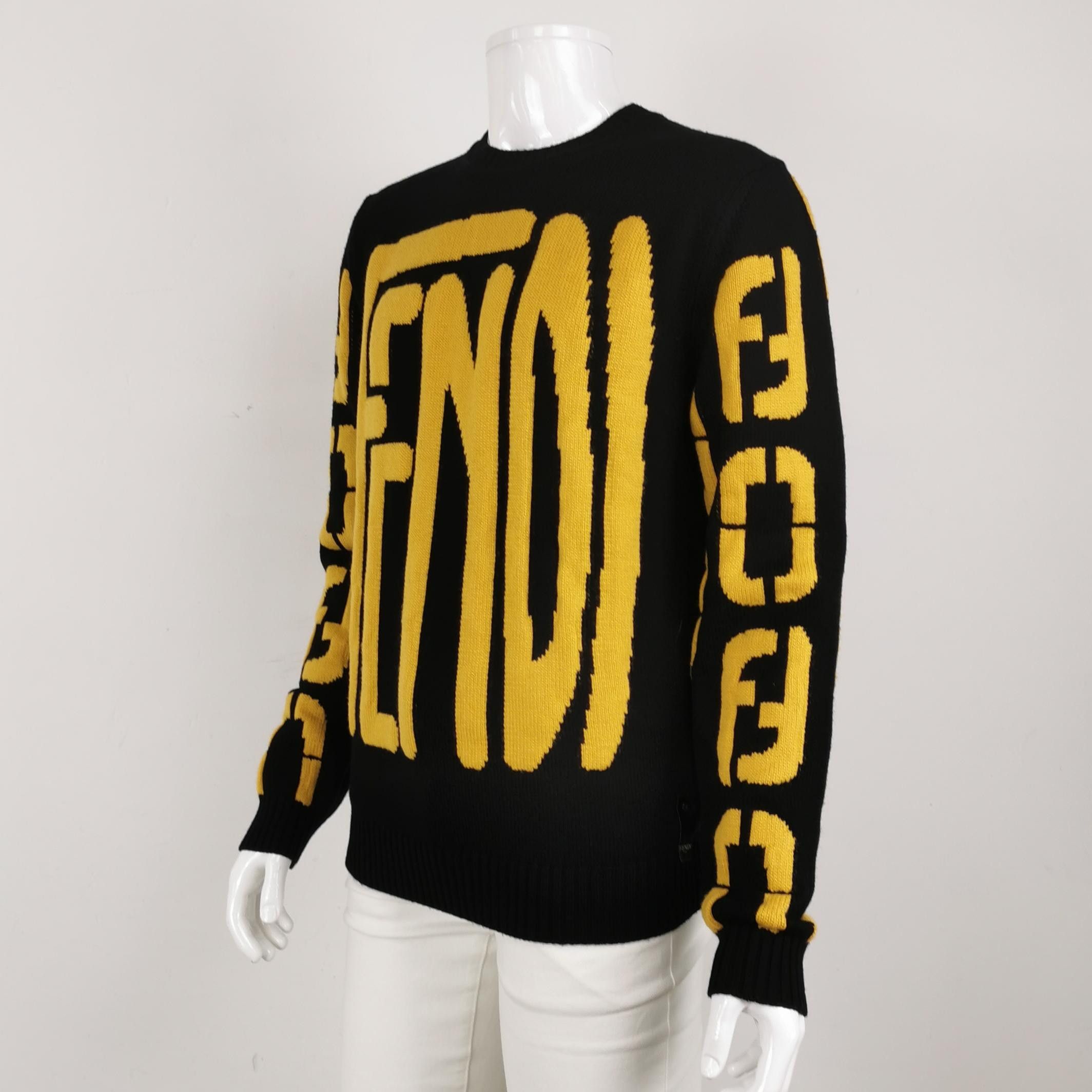 Fendi Fendi Intarsia Big Logo Virgin Wool Sweater Size 50 Size US M / EU 48-50 / 2 - 3 Thumbnail