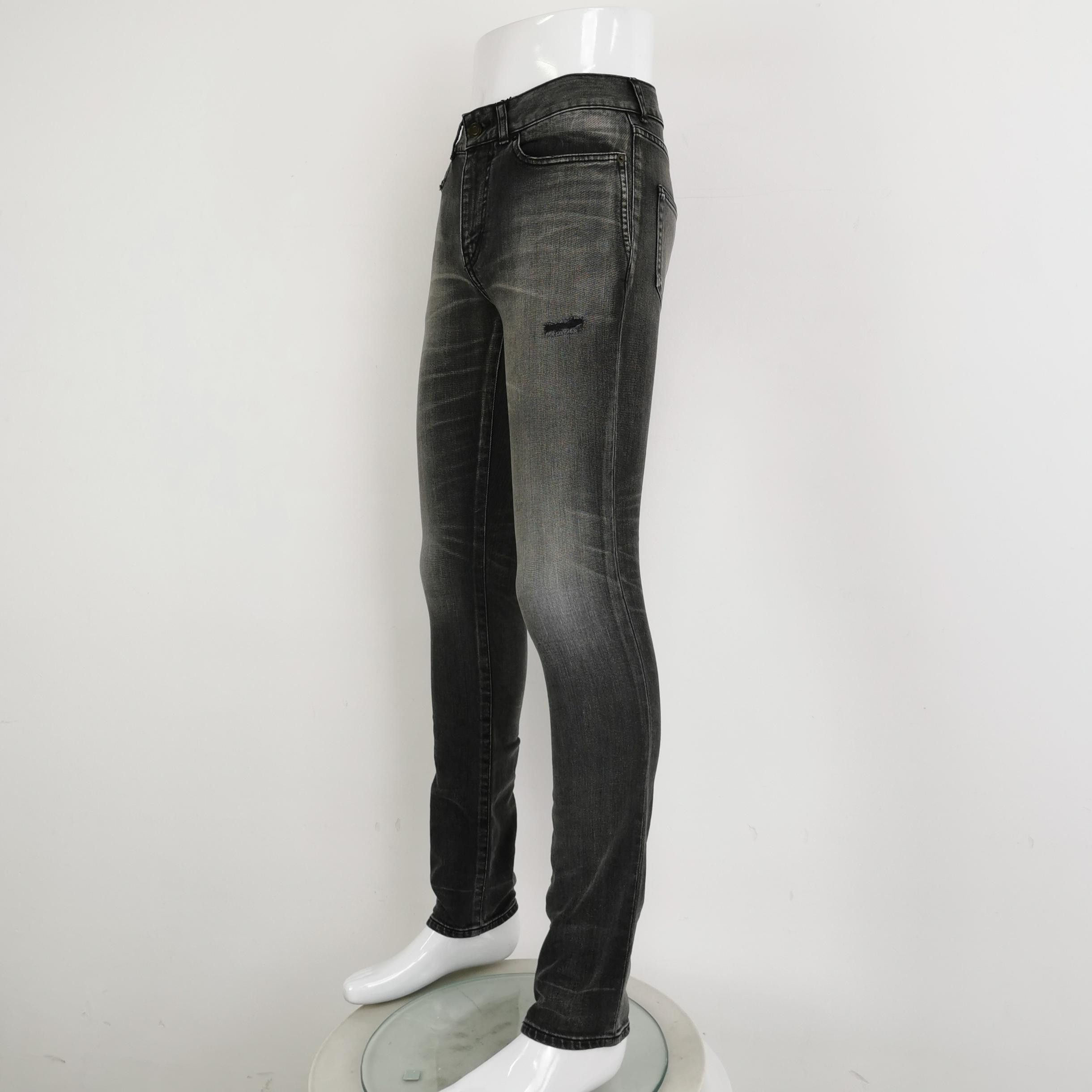 Saint Laurent Paris Saint Laurent Faded Gray Slim Denim Jeans 27 Size US 27 - 3 Thumbnail