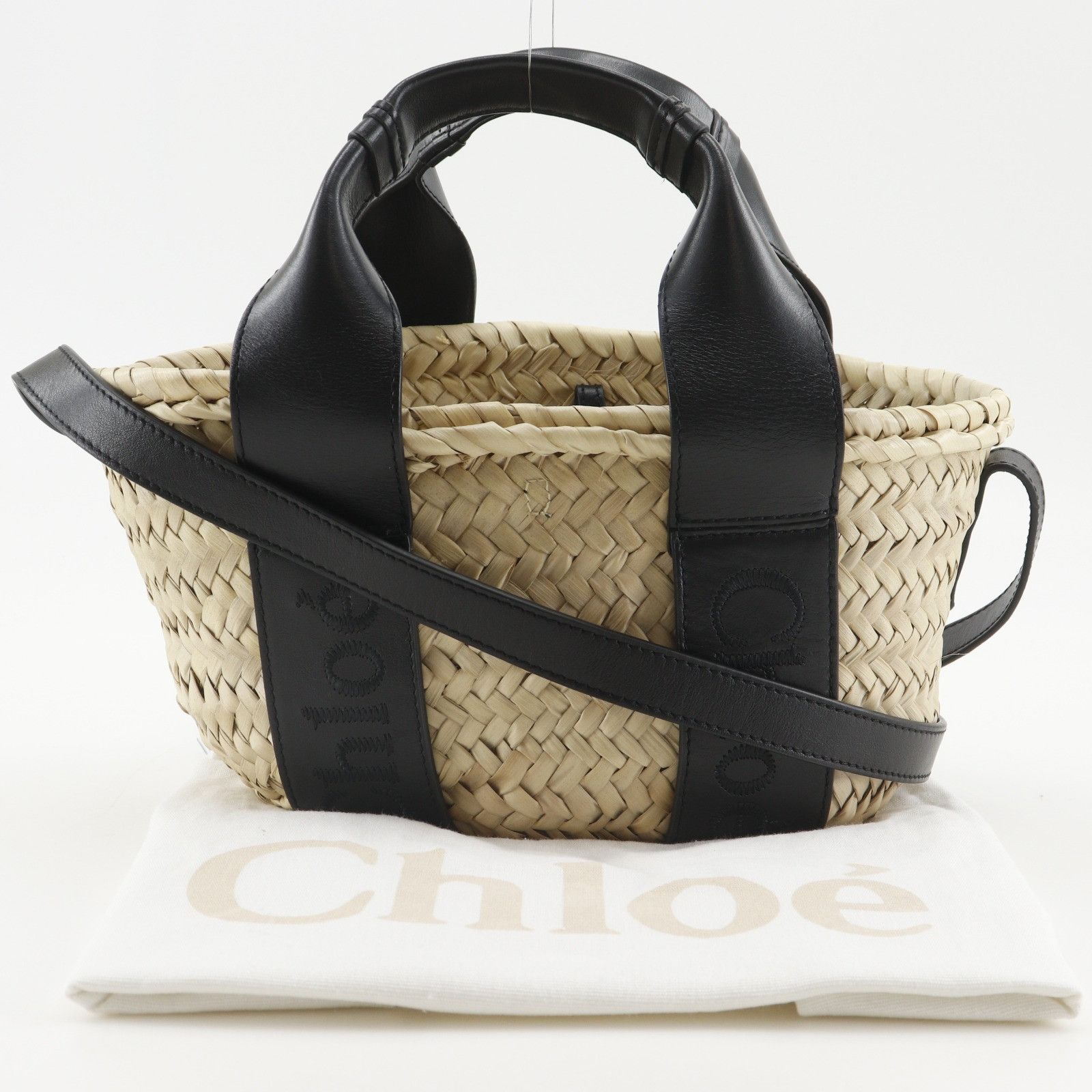 Chloe Chloe Chloe Sense Small Basket Raffia Small Handbag Plant-based Handbag CHC23SS304J66001 DUTY FREE for USA Size ONE SIZE - 14 Thumbnail
