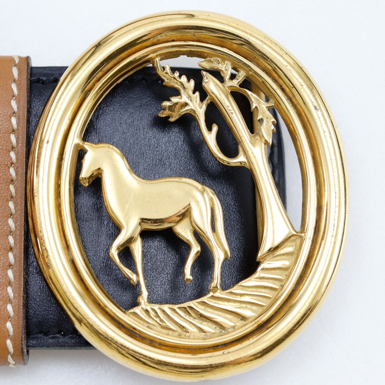 Hermes Hermes Hermes Horse Buckle Leather Reversible Belt Leather Belt J DUTY FREE for USA Size ONE SIZE - 11 Thumbnail