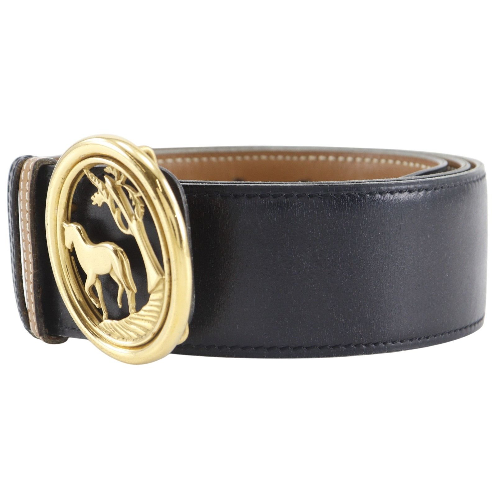 Hermes Hermes Hermes Horse Buckle Leather Reversible Belt Leather Belt J DUTY FREE for USA Size ONE SIZE - 2 Thumbnail