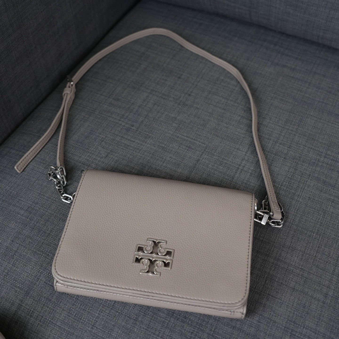 Tory Burch Tory Burch Leather Gray Shoulder Bag OS Women Size ONE SIZE - 2 Thumbnail