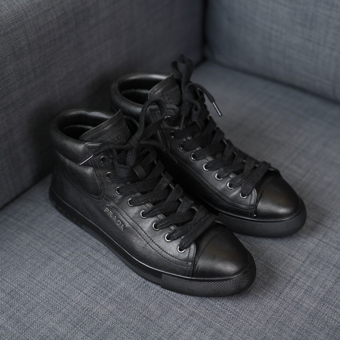 Prada Prada Black Hitop Sneakers us_6 Women Size US 6 / IT 36 - 5 Thumbnail