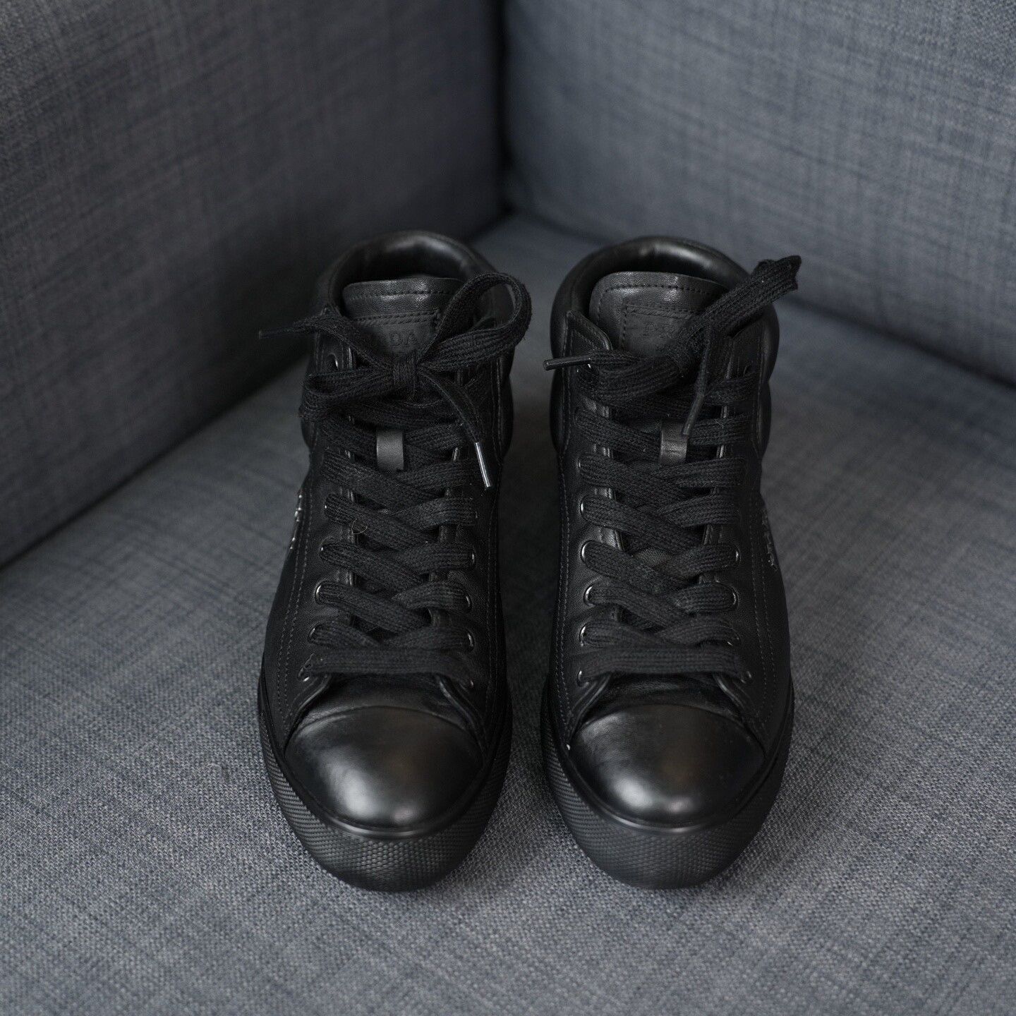 Prada Prada Black Hitop Sneakers us_6 Women Size US 6 / IT 36 - 4 Thumbnail