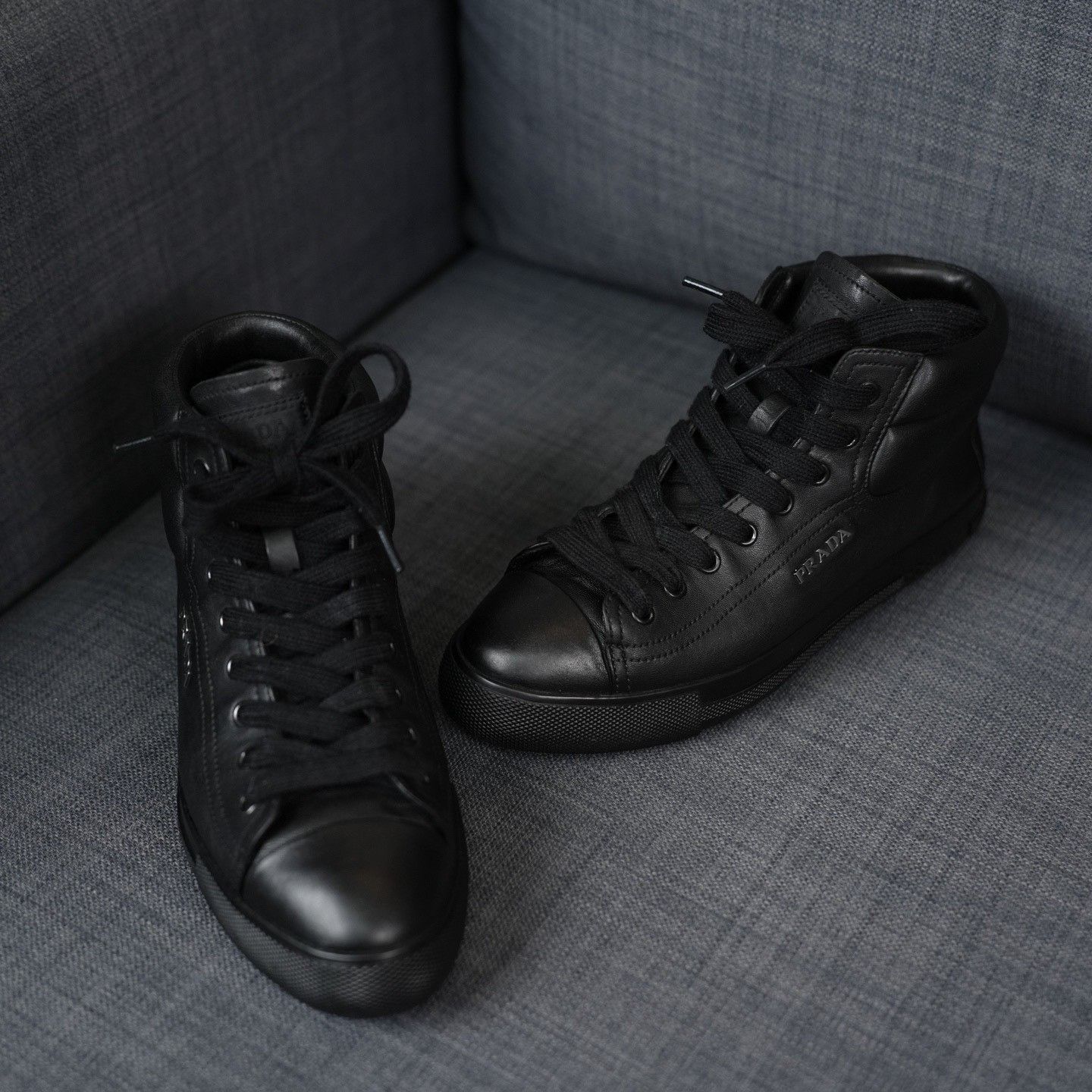 Prada Prada Black Hitop Sneakers us_6 Women Size US 6 / IT 36 - 3 Thumbnail