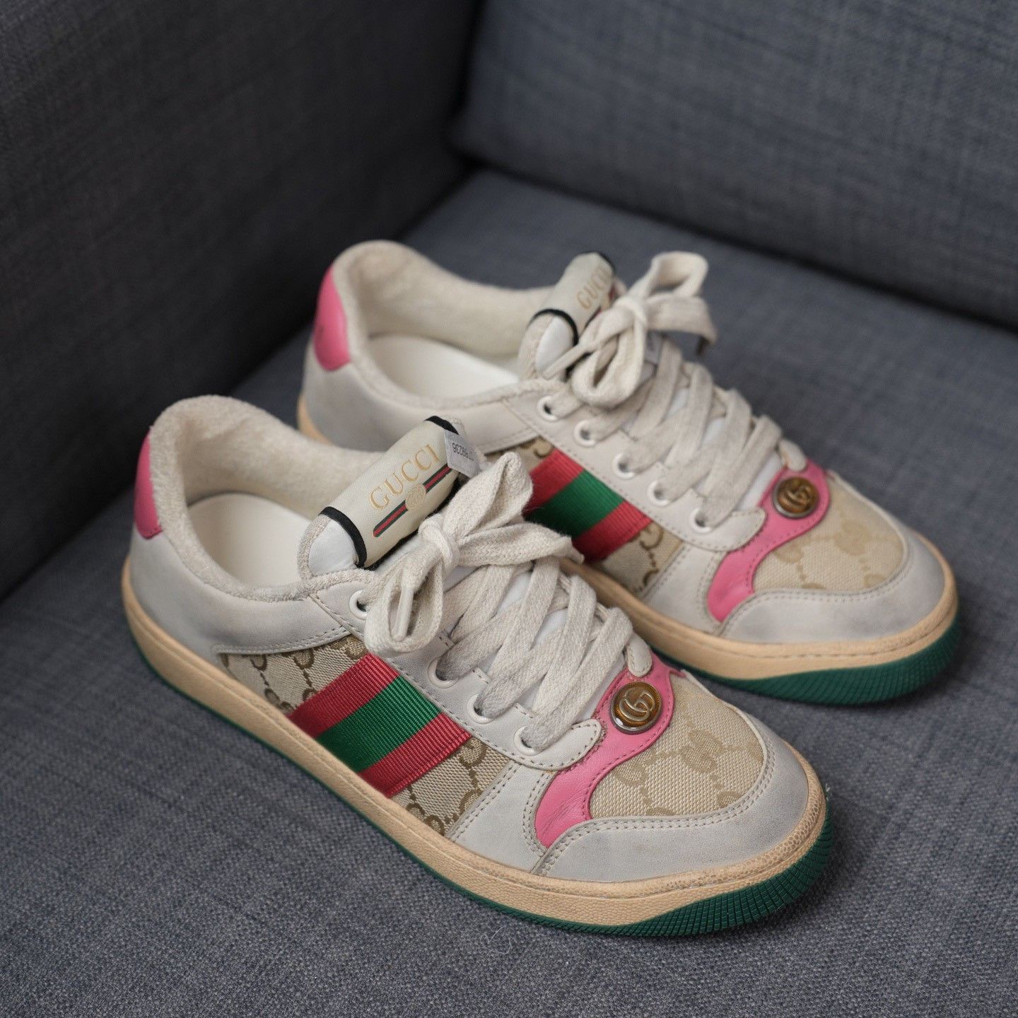 Gucci Gucci Distressed Pink Lowtop Sneakers us_6-5 Women Size US 6.5 / IT 36.5 - 5 Thumbnail
