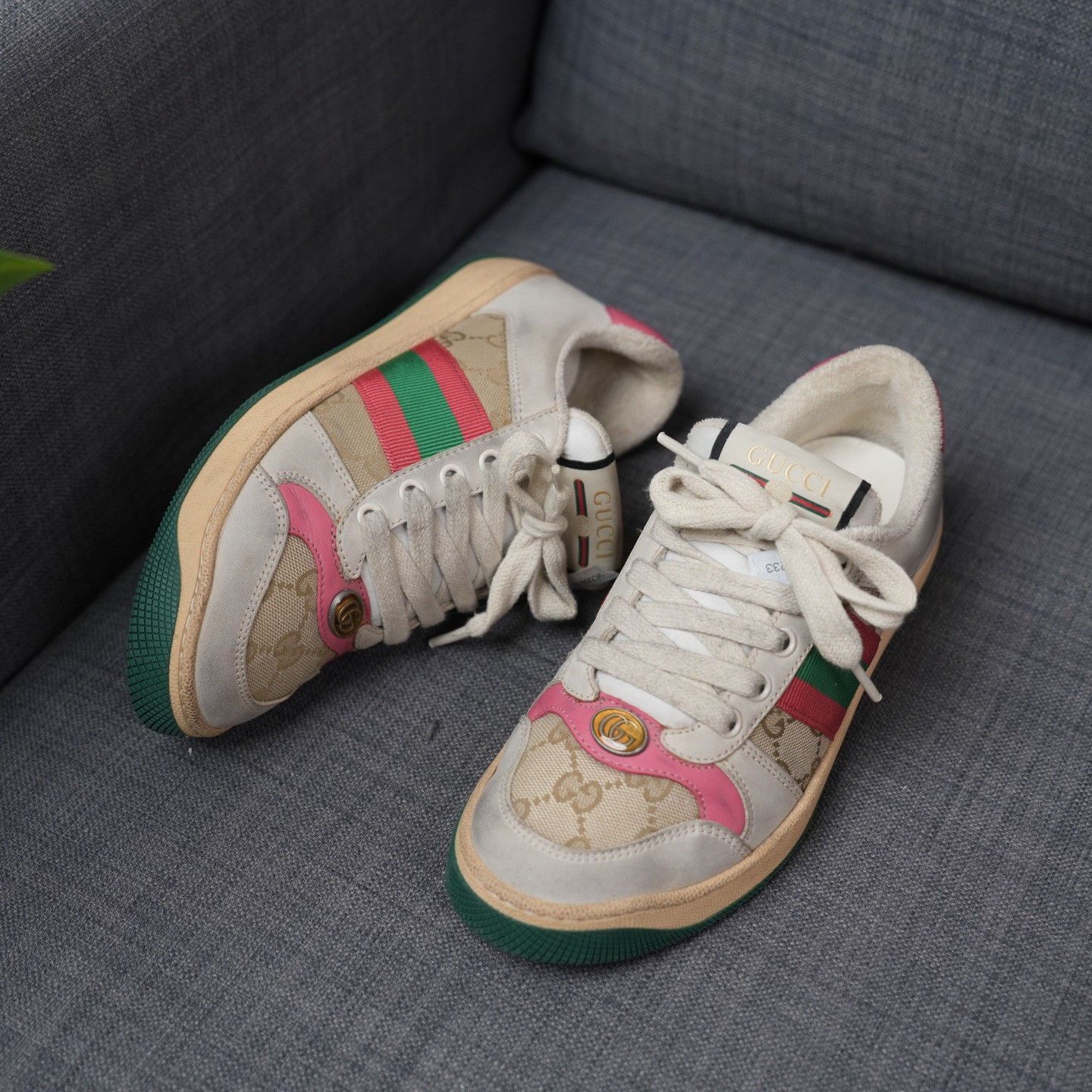 Gucci Gucci Distressed Pink Lowtop Sneakers us_6-5 Women Size US 6.5 / IT 36.5 - 2 Thumbnail