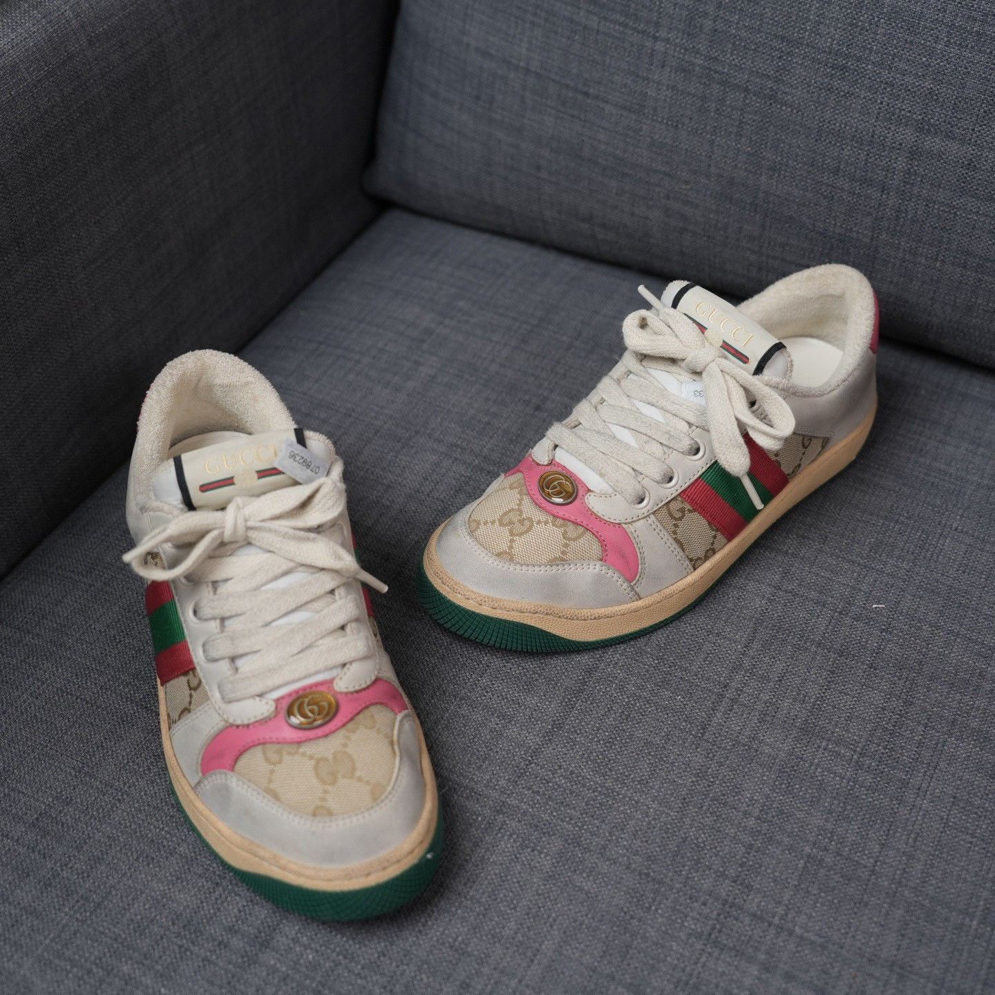 Gucci Gucci Distressed Pink Lowtop Sneakers us_6-5 Women Size US 6.5 / IT 36.5 - 3 Thumbnail