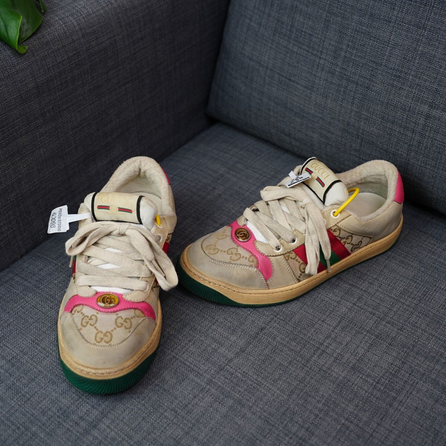 Gucci Gucci Distressed Pink Lowtop Sneakers us_6-5 Women Size US 6.5 / IT 36.5 - 2 Thumbnail