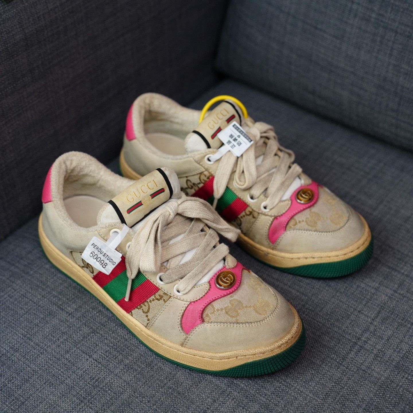 Gucci Gucci Distressed Pink Lowtop Sneakers us_6-5 Women Size US 6.5 / IT 36.5 - 4 Thumbnail
