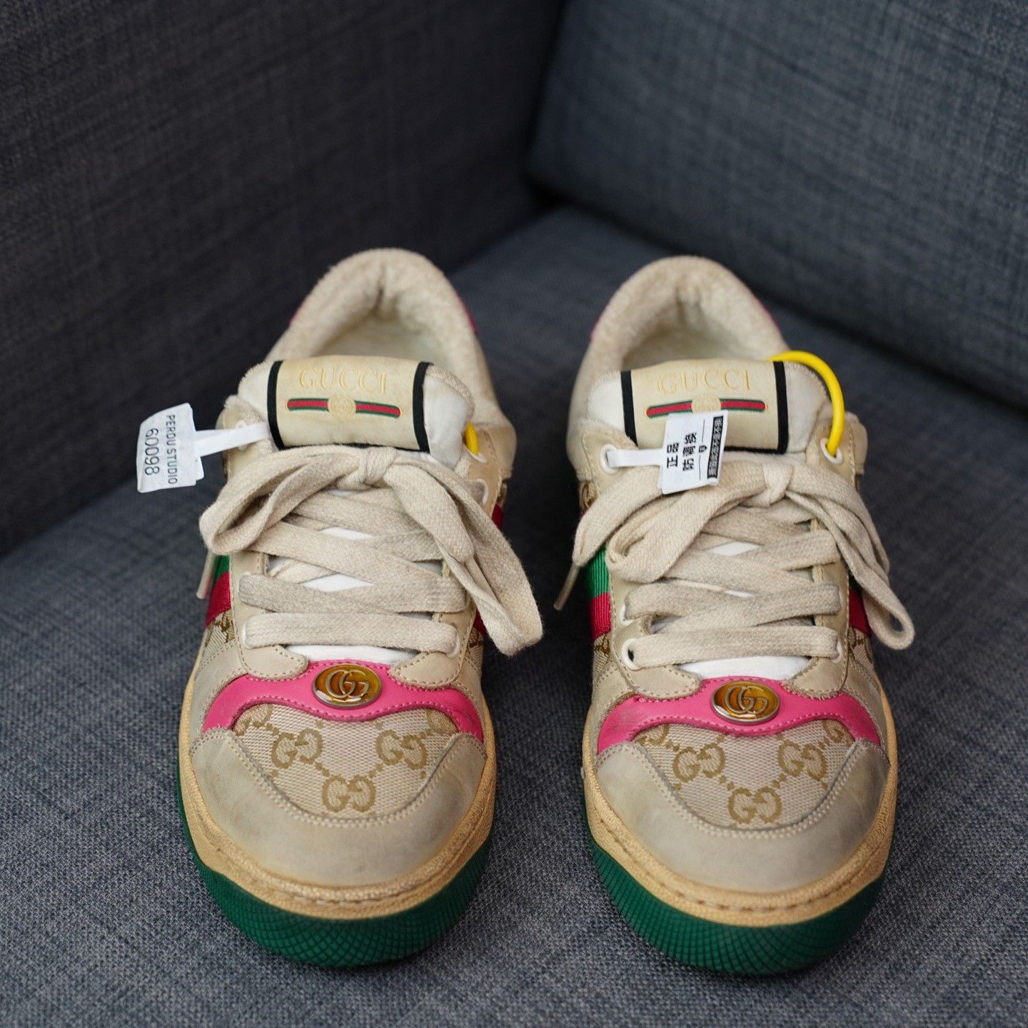 Gucci Gucci Distressed Pink Lowtop Sneakers us_6-5 Women Size US 6.5 / IT 36.5 - 3 Thumbnail