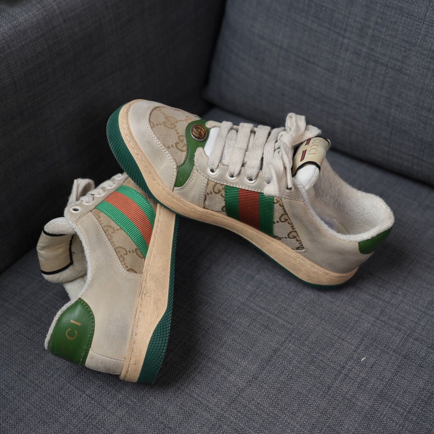 Gucci Gucci Distressed Green Lowtop Sneakers us_6 Women Size US 6 / IT 36 - 8 Thumbnail