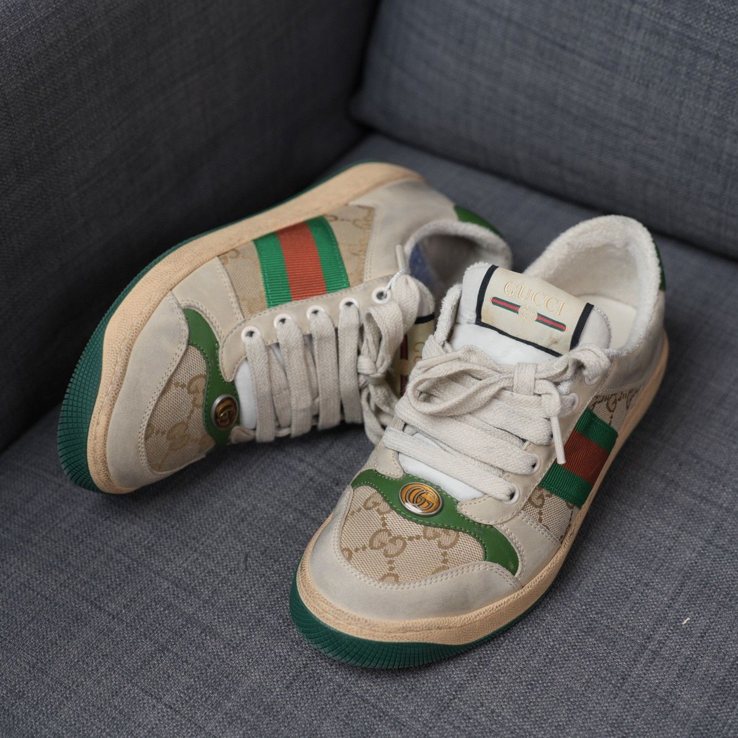 Gucci Gucci Distressed Green Lowtop Sneakers us_6 Women Size US 6 / IT 36 - 2 Thumbnail