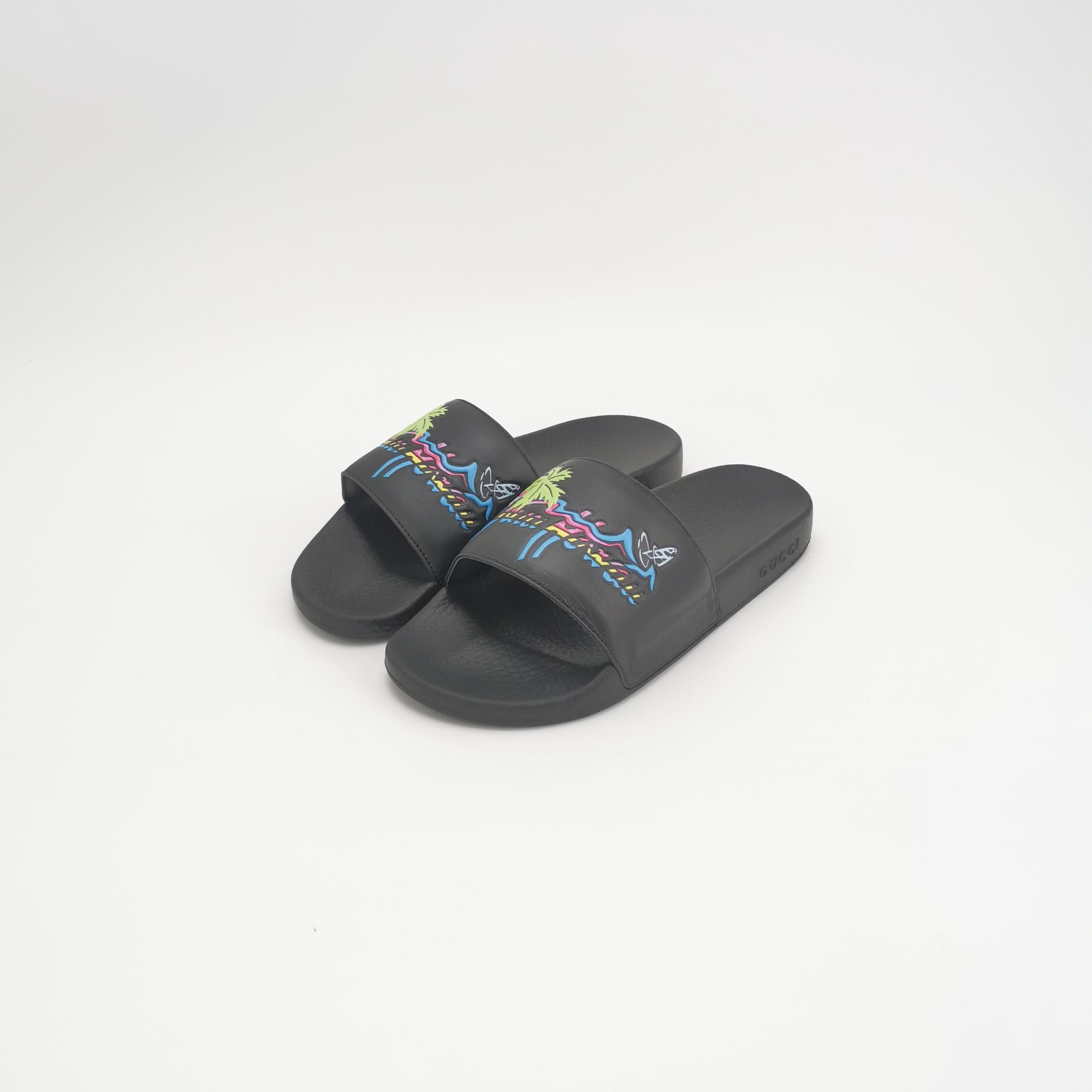 Gucci Gucci Hawaii Graphic Print Leather Slides 41 Size US 8 / EU 41 - 4 Thumbnail