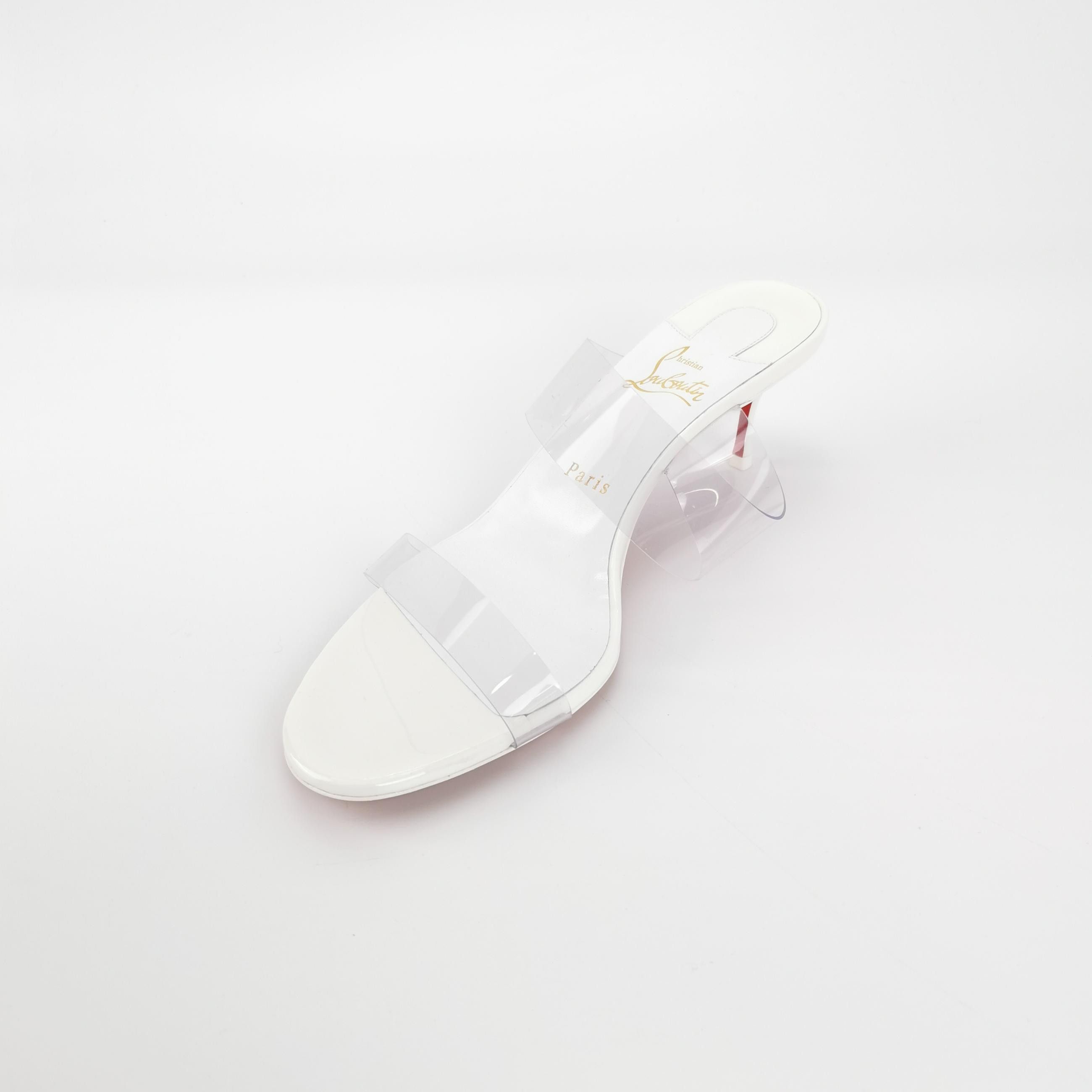 Christian Louboutin Christian Louboutin Clear Strap White Mules 40 Size US 10 / IT 40 - 3 Thumbnail