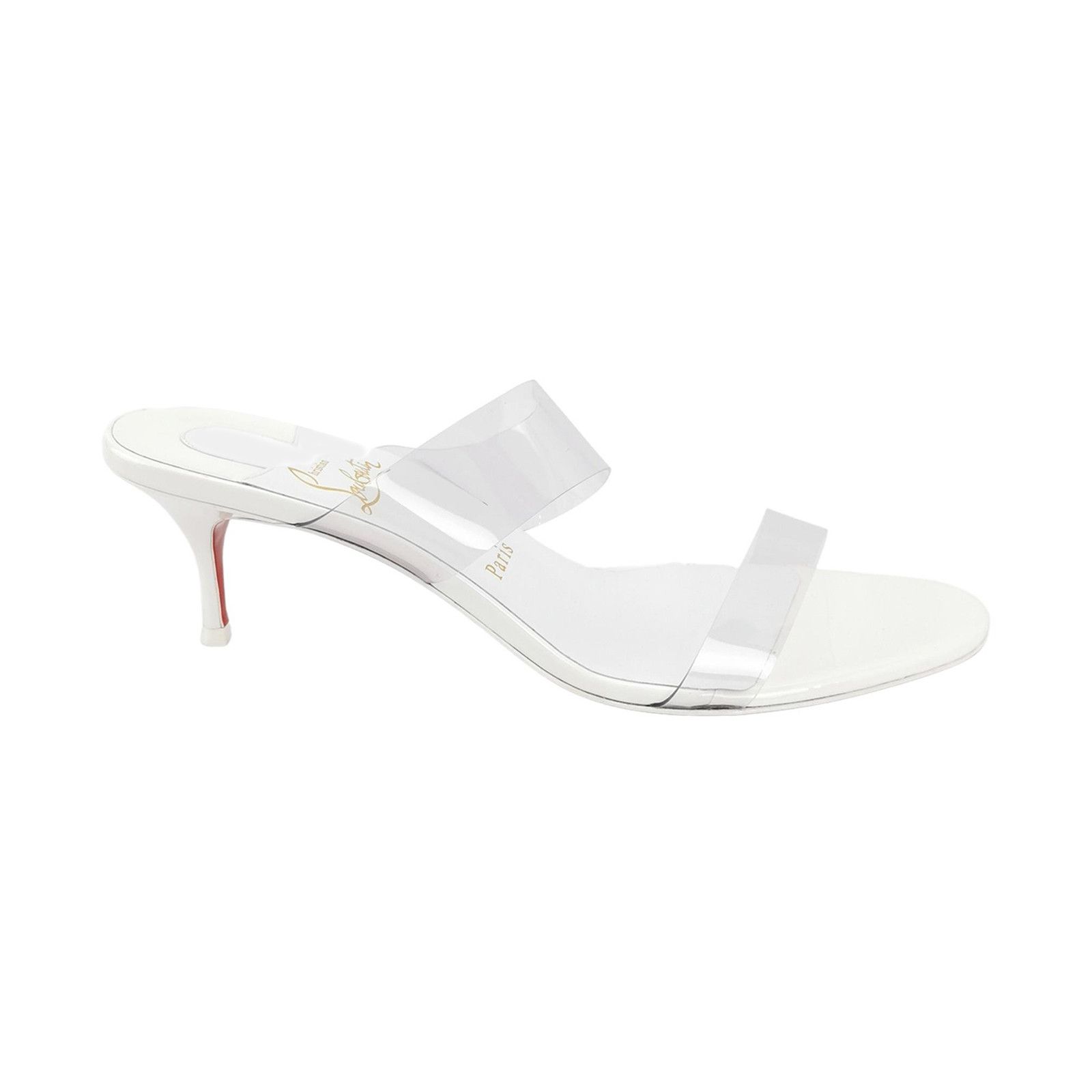 Christian Louboutin Christian Louboutin Clear Strap White Mules 40 Size US 10 / IT 40 - 2 Thumbnail