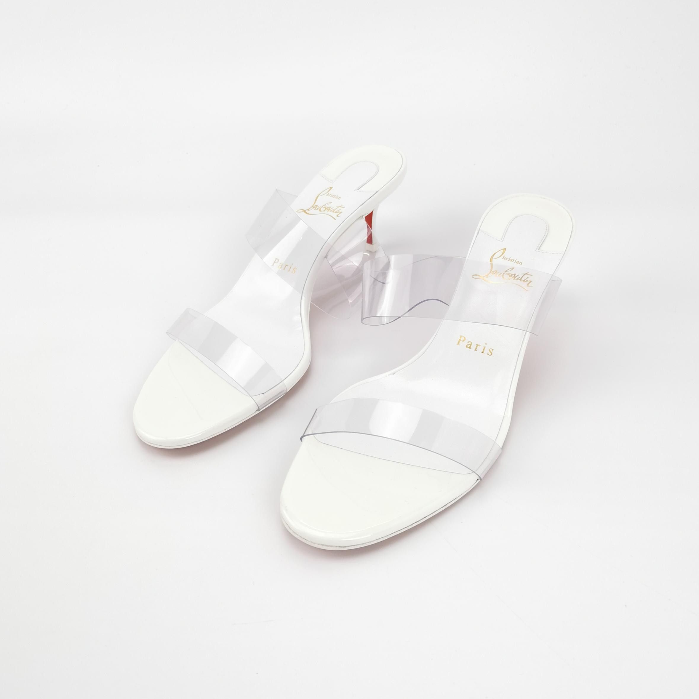 Christian Louboutin Christian Louboutin Clear Strap White Mules 40 Size US 10 / IT 40 - 4 Thumbnail