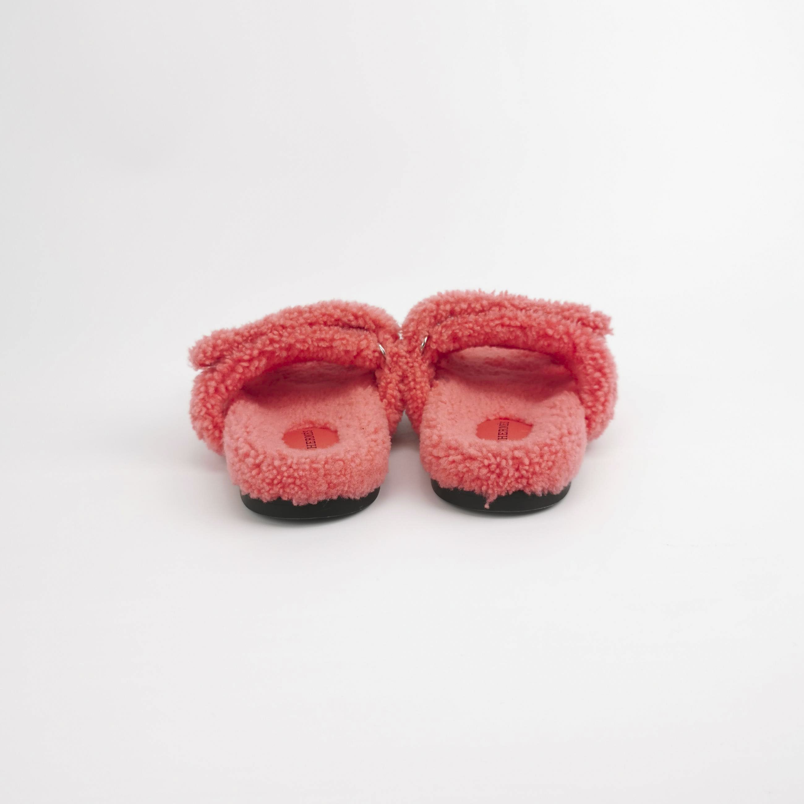 Hermes Hermes Pink Shearling Chypre Sandals 40 Size US 9 / IT 39 - 5 Thumbnail