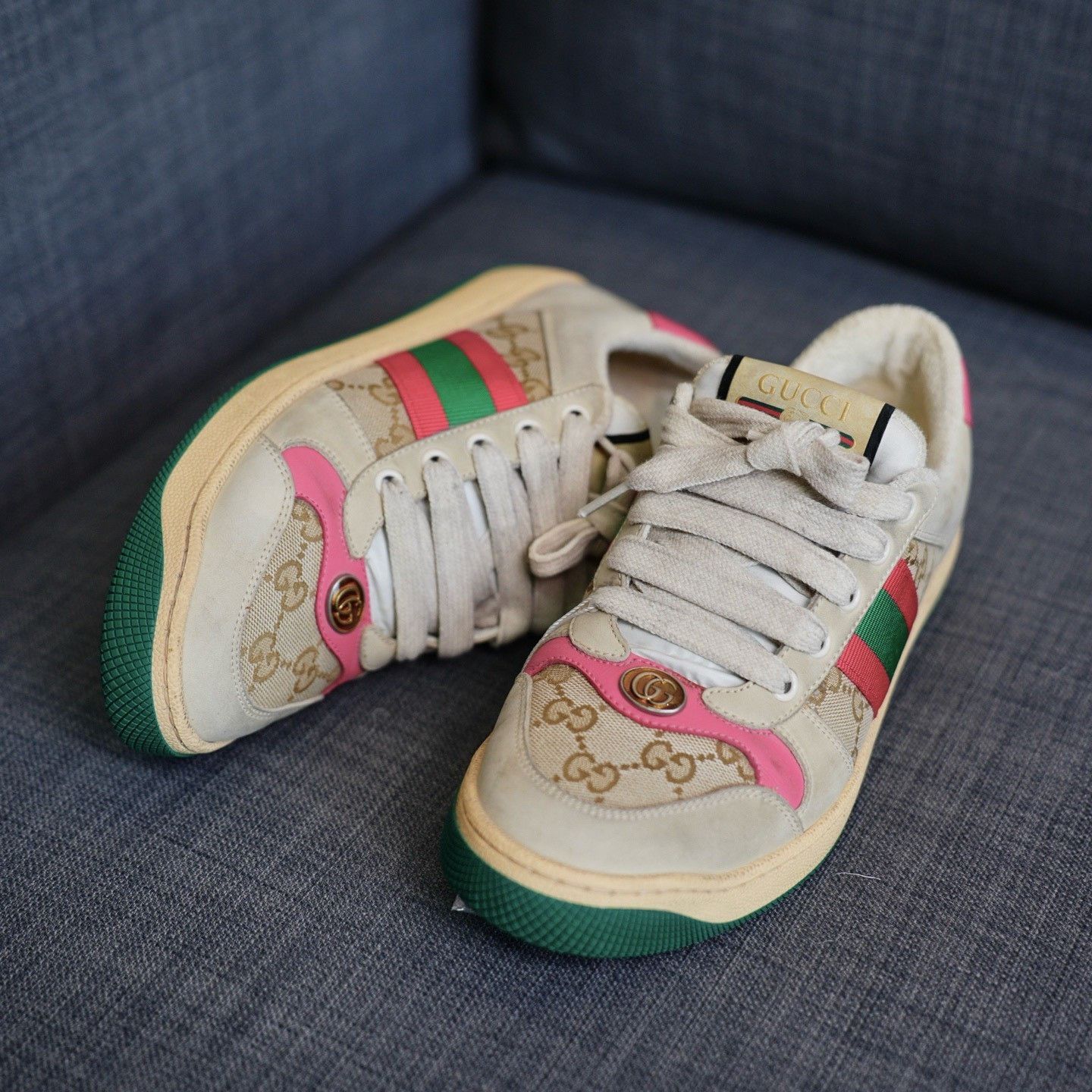 Gucci Gucci Distressed Pink Lowtop Sneakers us_7 Women Size US 7 / IT 37 - 2 Thumbnail