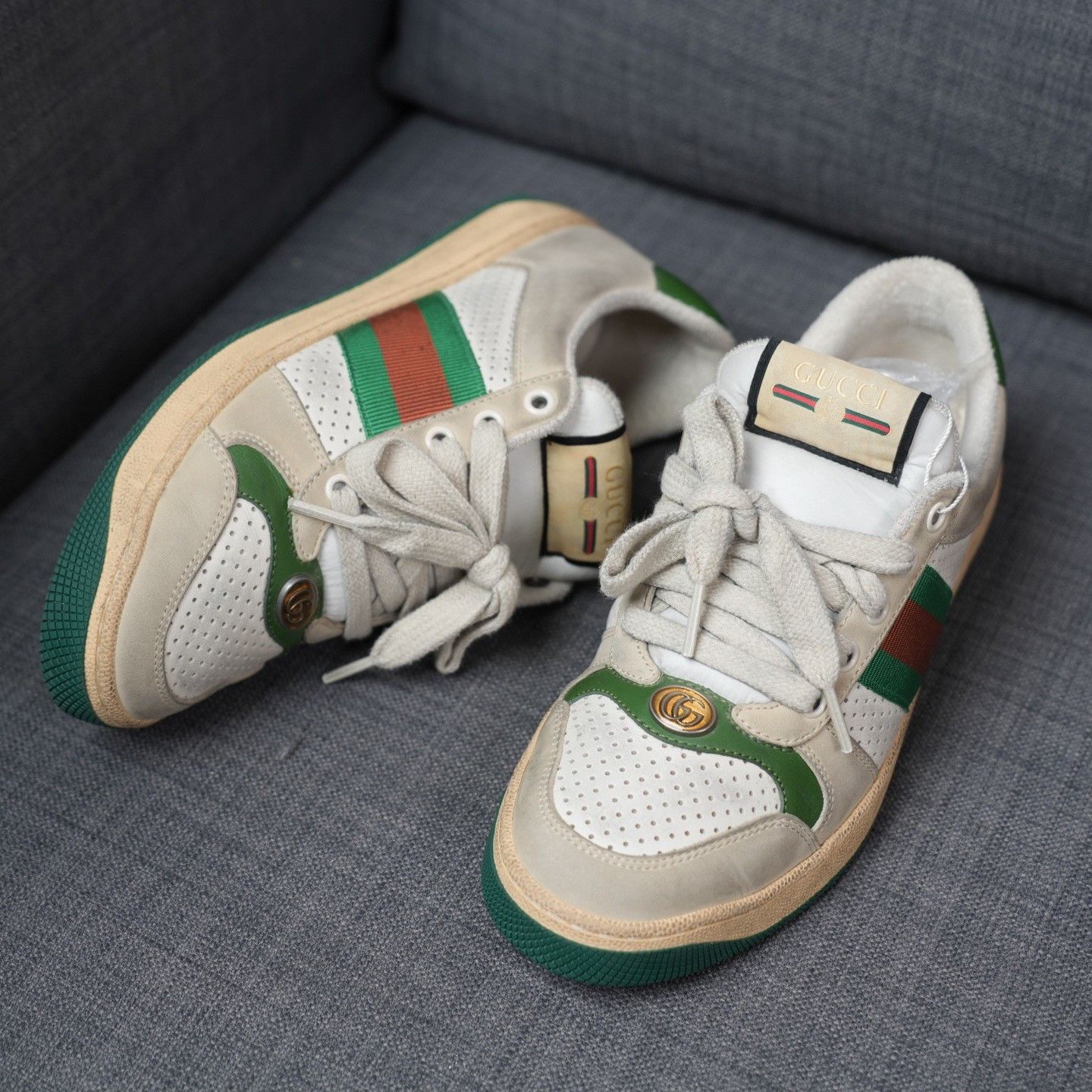Gucci Gucci Distressed Green Lowtop Sneakers us_7 Women Size US 7 / IT 37 - 2 Thumbnail