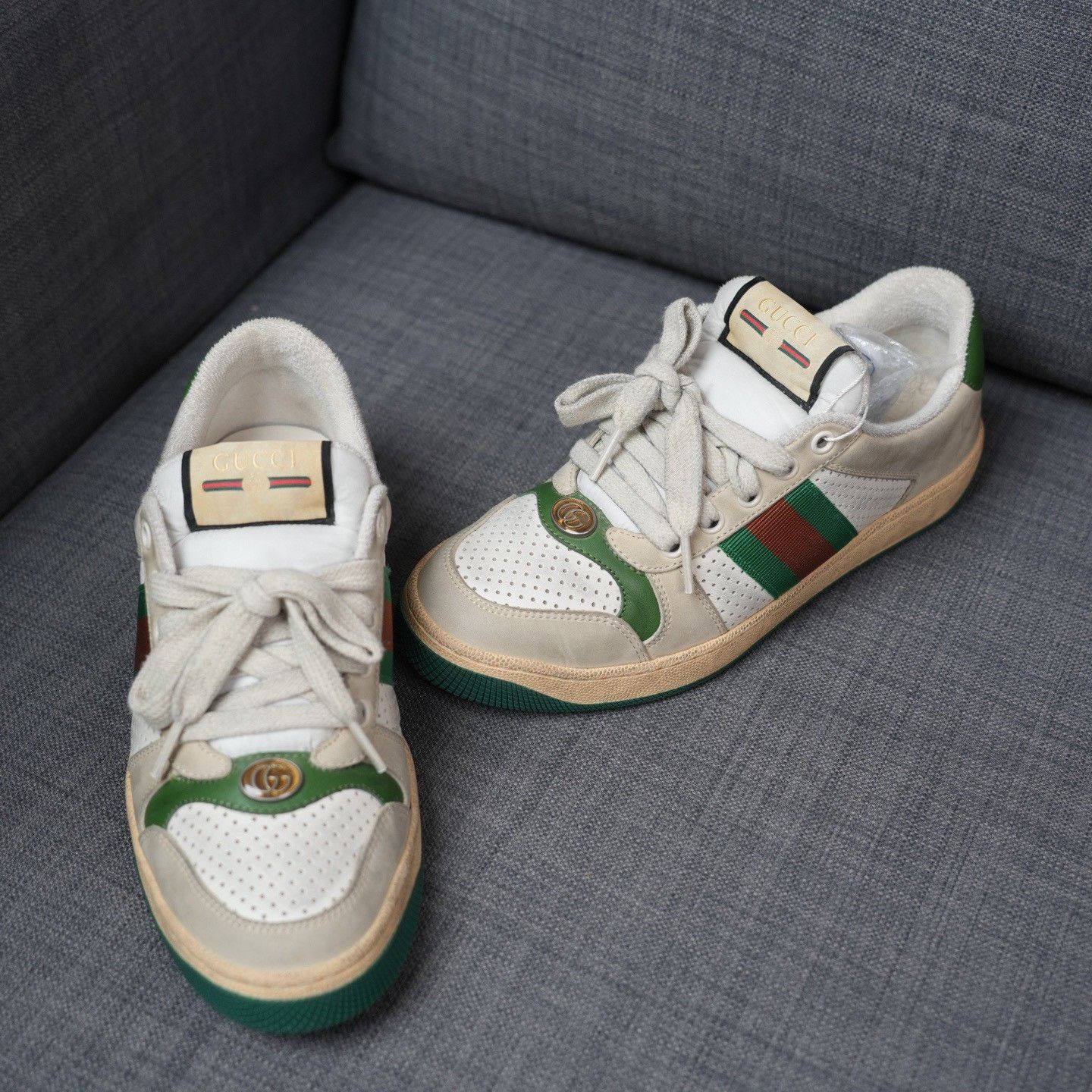 Gucci Gucci Distressed Green Lowtop Sneakers us_7 Women Size US 7 / IT 37 - 3 Thumbnail