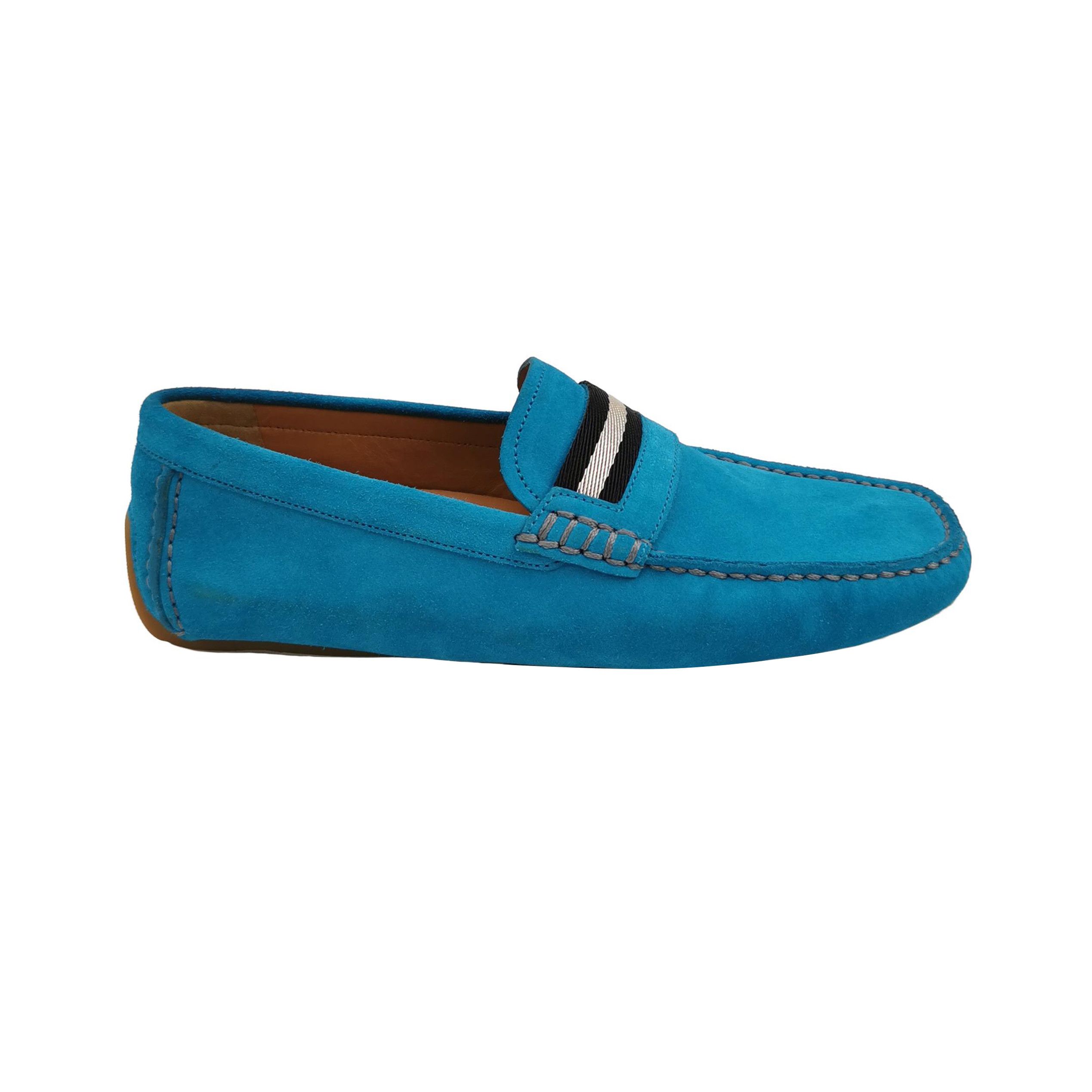 Bally Bally Blue Suede Striped Logo Loafers Size 39 Size US 6 / EU 39 - 2 Thumbnail