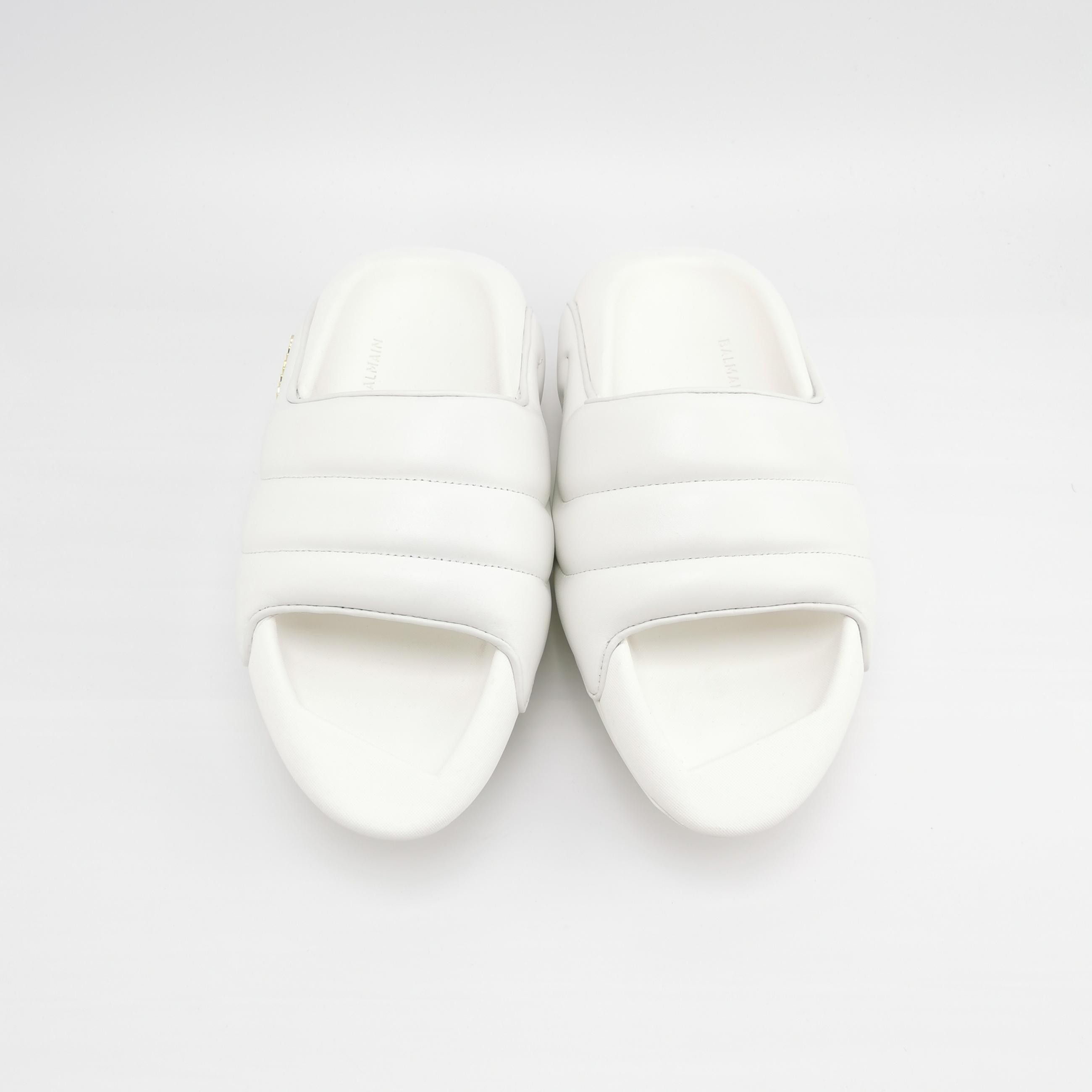Balmain Balmain B-IT Quilted Lambskin Slides Size 42 Size US 9 / EU 42 - 4 Thumbnail