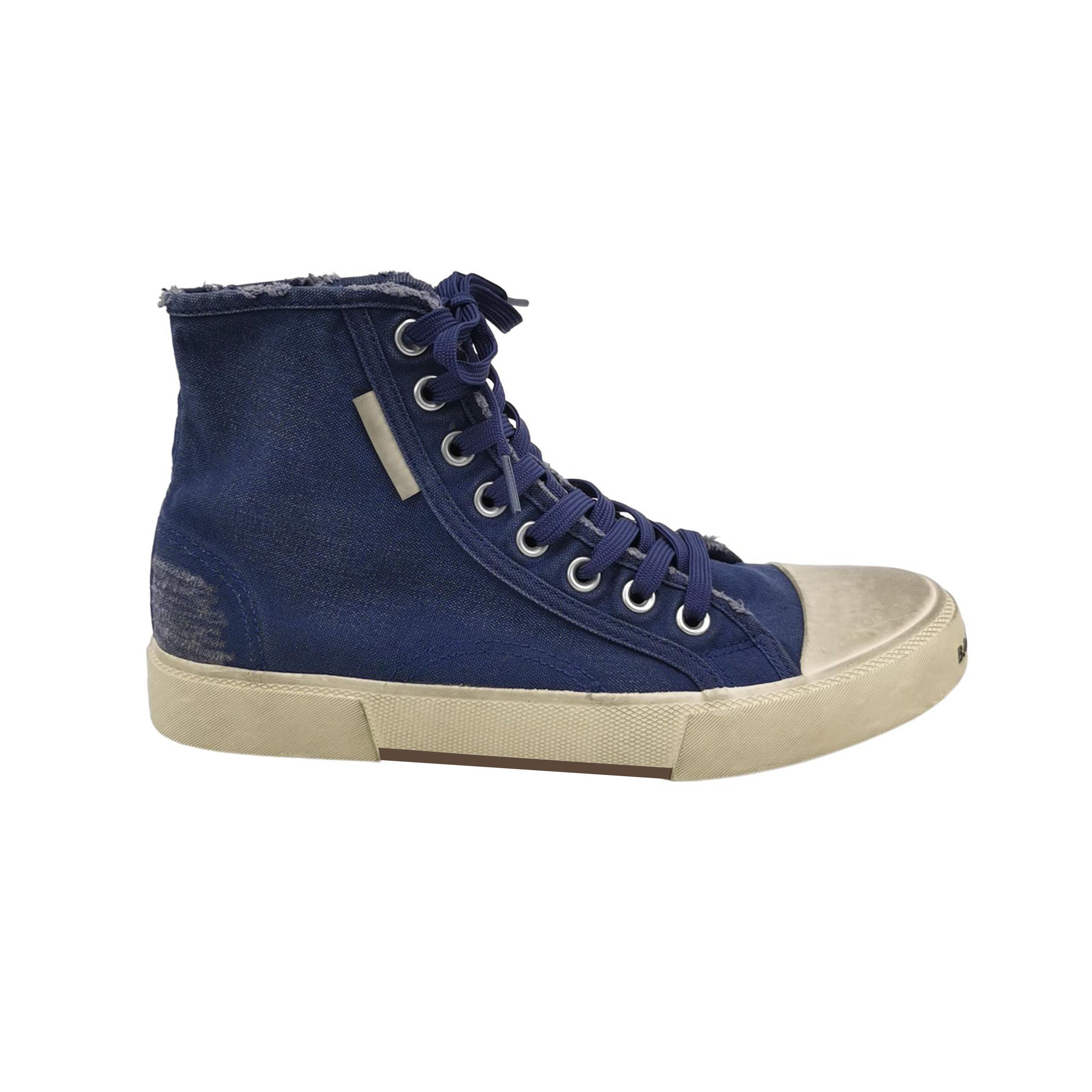 Balenciaga Balenciaga Distressed Canvas Paris Hi-Top Sneakers 40 Size US 7 / EU 40 - 2 Thumbnail