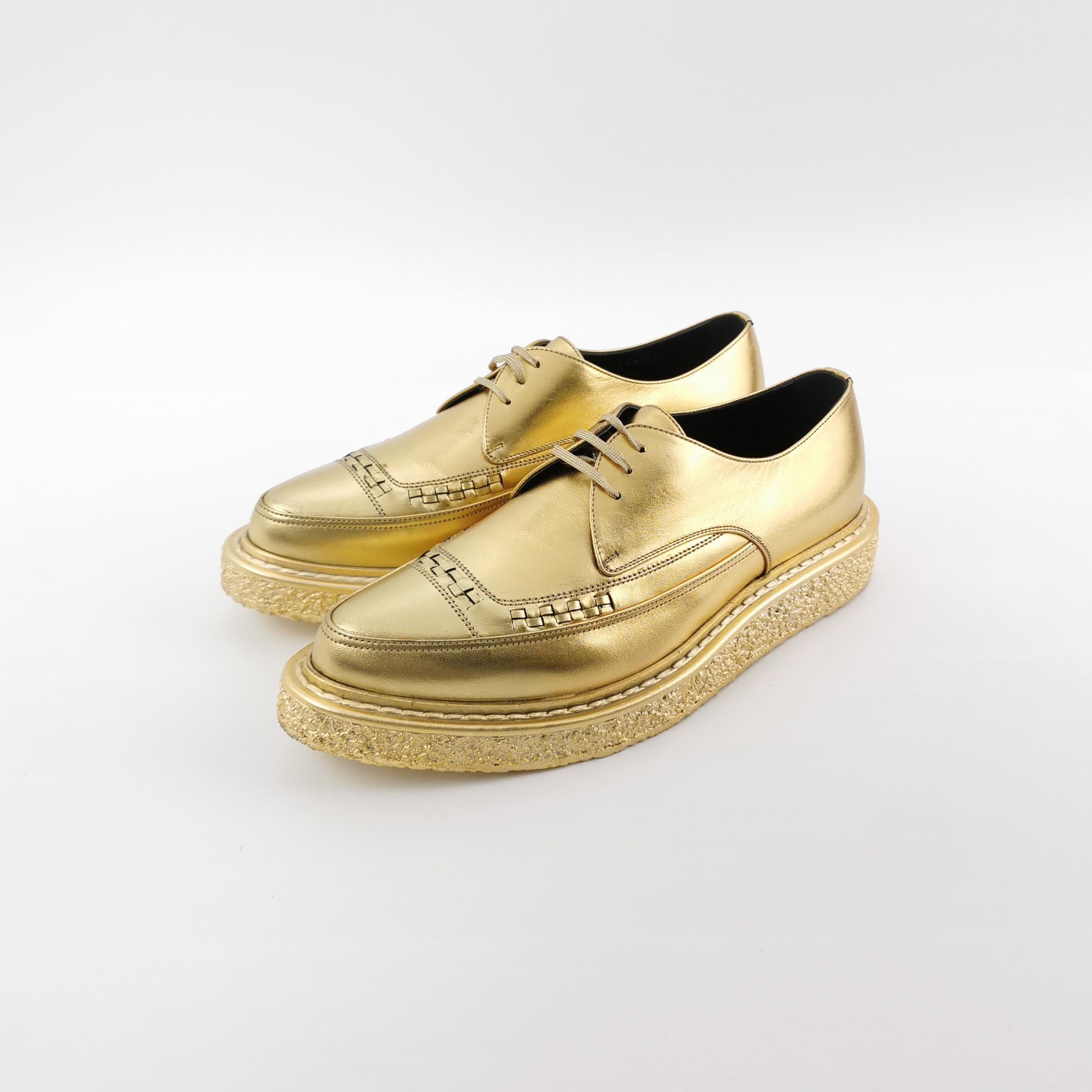 Saint Laurent Paris Saint Laurent Metallic Gold Platform Derbies EU 39.5 Size US 6 / EU 39 - 3 Thumbnail