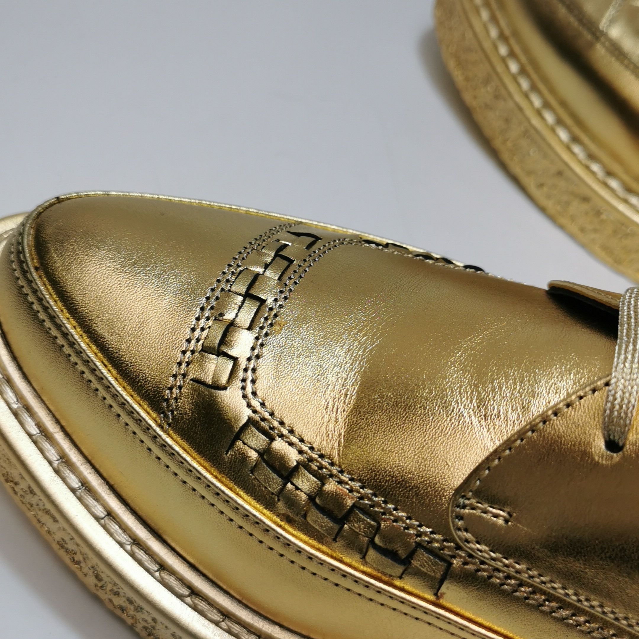 Saint Laurent Paris Saint Laurent Metallic Gold Platform Derbies EU 39.5 Size US 6 / EU 39 - 17 Thumbnail