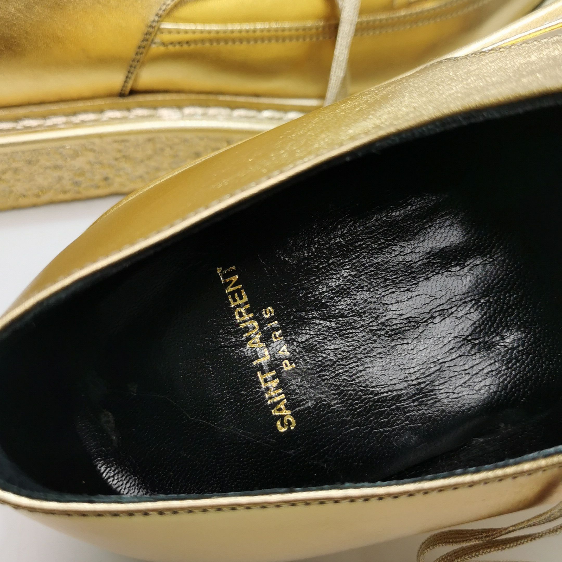 Saint Laurent Paris Saint Laurent Metallic Gold Platform Derbies EU 39.5 Size US 6 / EU 39 - 13 Thumbnail