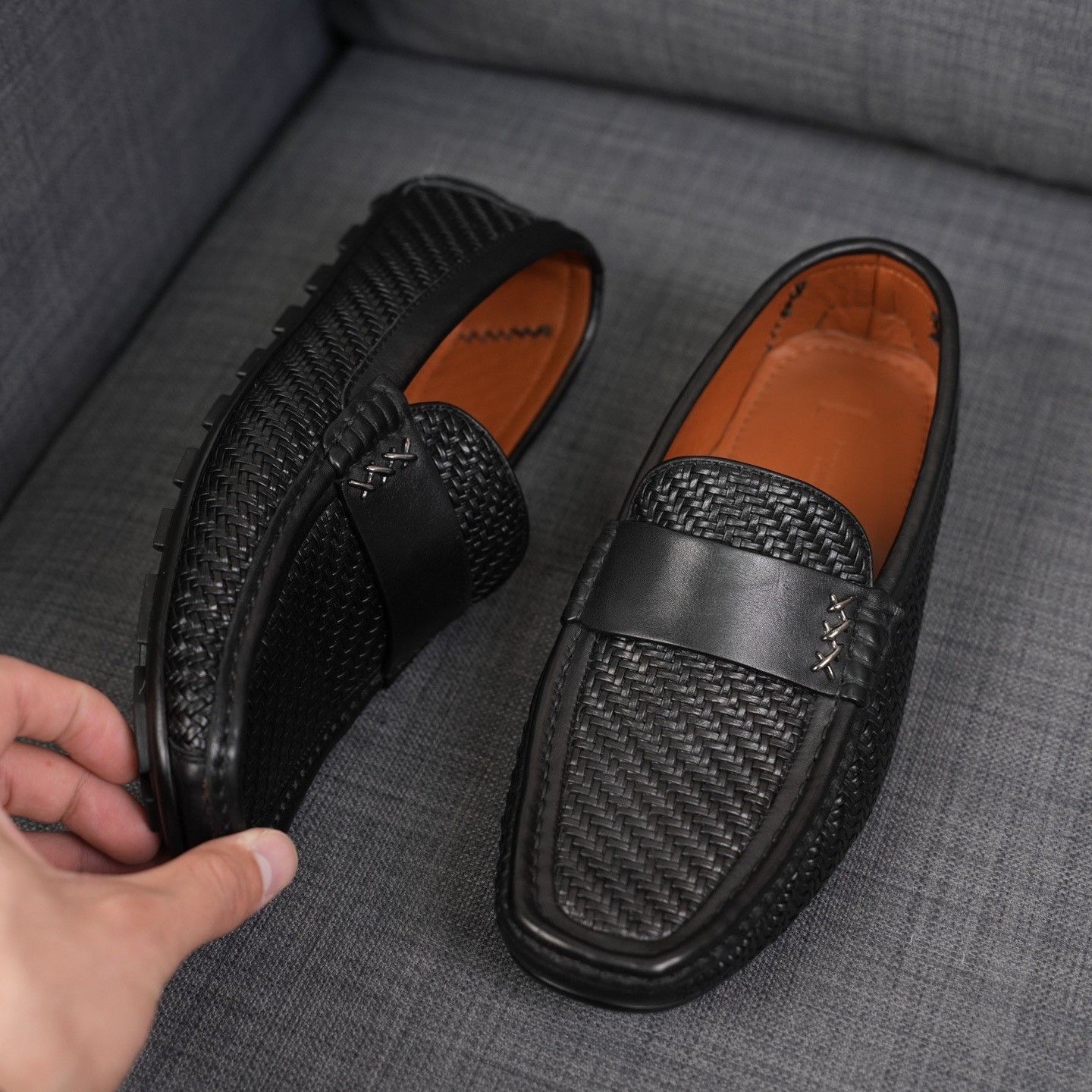 Ermenegildo Zegna Ermenegildo Zegna Leather Plaid Black Lowtop Sneakers Men Size US 6.5 / EU 39-40 - 2 Thumbnail