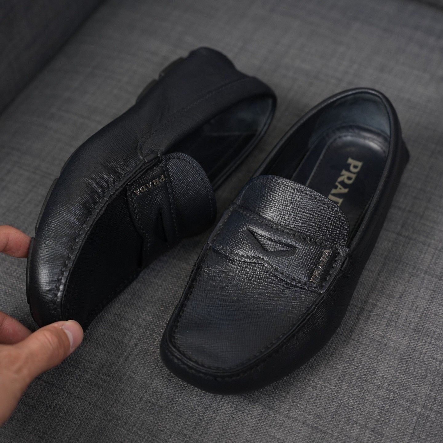 Prada Prada Leather Black Lowtop Sneakers us_8 Women Size US 8 / IT 38 - 2 Thumbnail