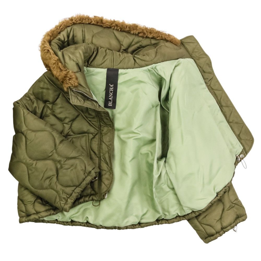 Other Other Blancha Nylon Shearling Bomber Jacket Fur Outerwear 23020510000630 DUTY FREE for USA Size ONE SIZE - 7 Thumbnail