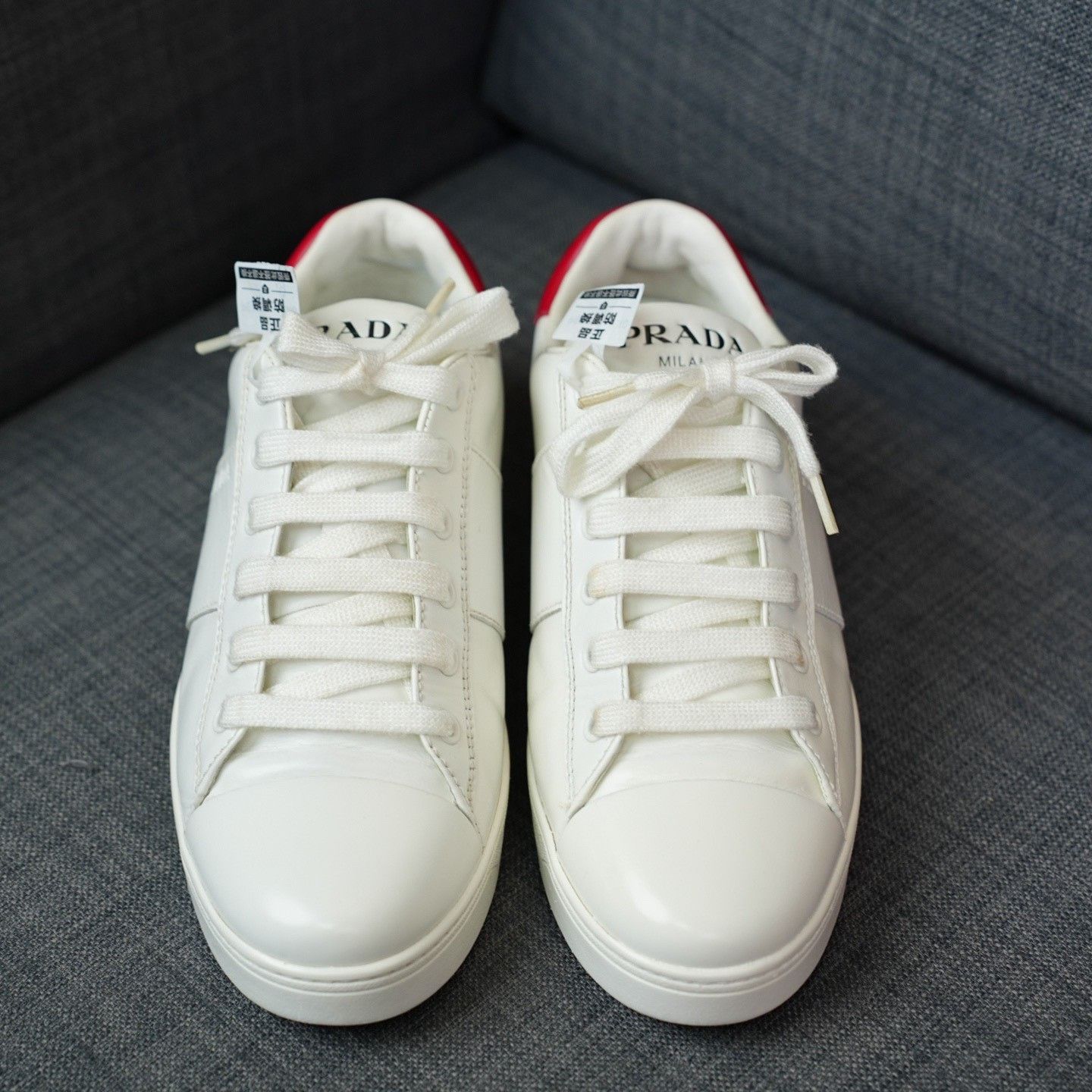Prada Prada White Lowtop Sneakers us_8-5 Women Size US 8.5 / IT 38.5 - 4 Thumbnail