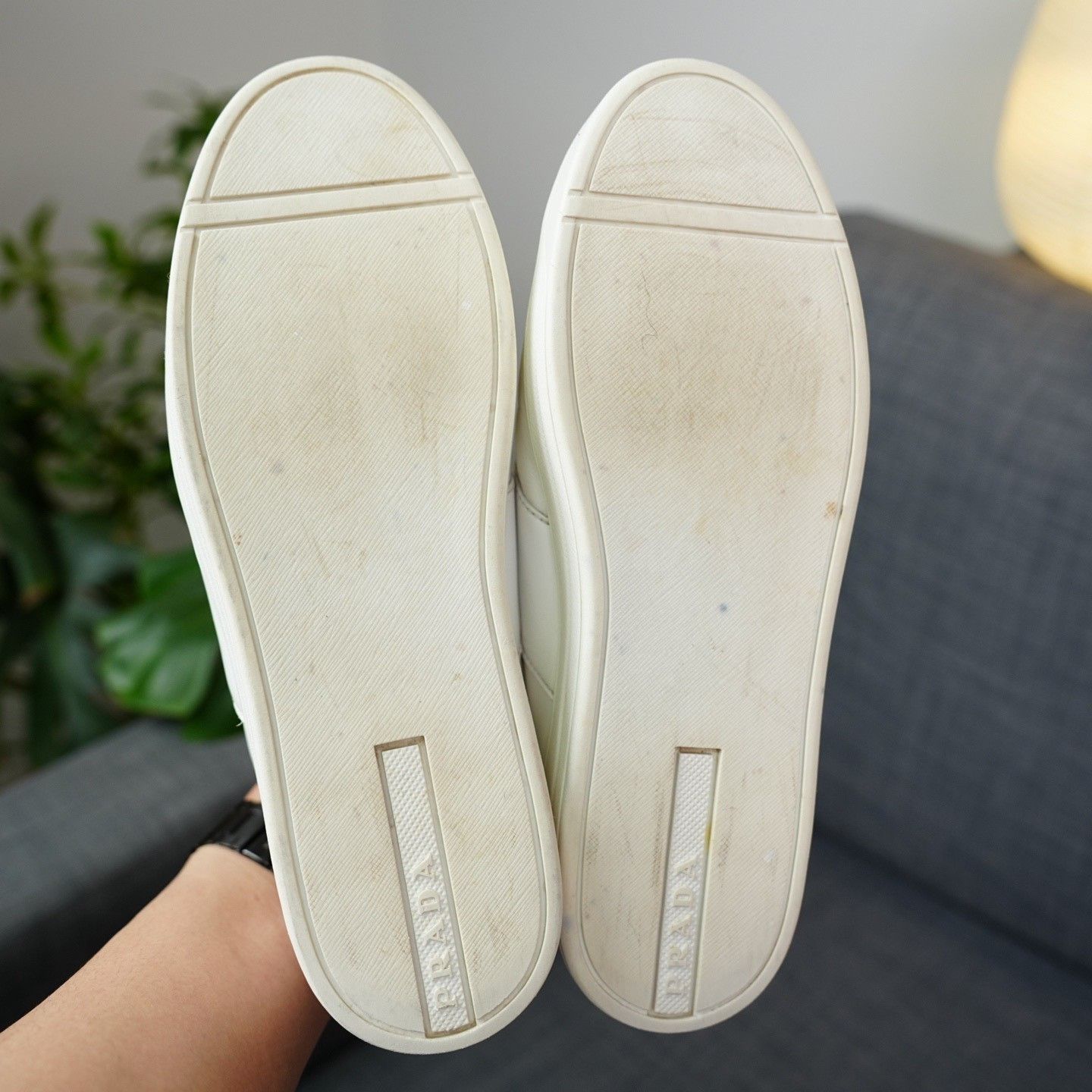 Prada Prada White Lowtop Sneakers us_8-5 Women Size US 8.5 / IT 38.5 - 8 Thumbnail