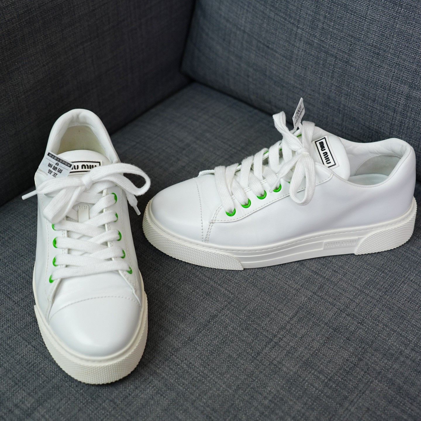 Miu Miu Miu Miu White Lowtop Sneakers us_8 Women Size US 8 / IT 38 - 3 Thumbnail