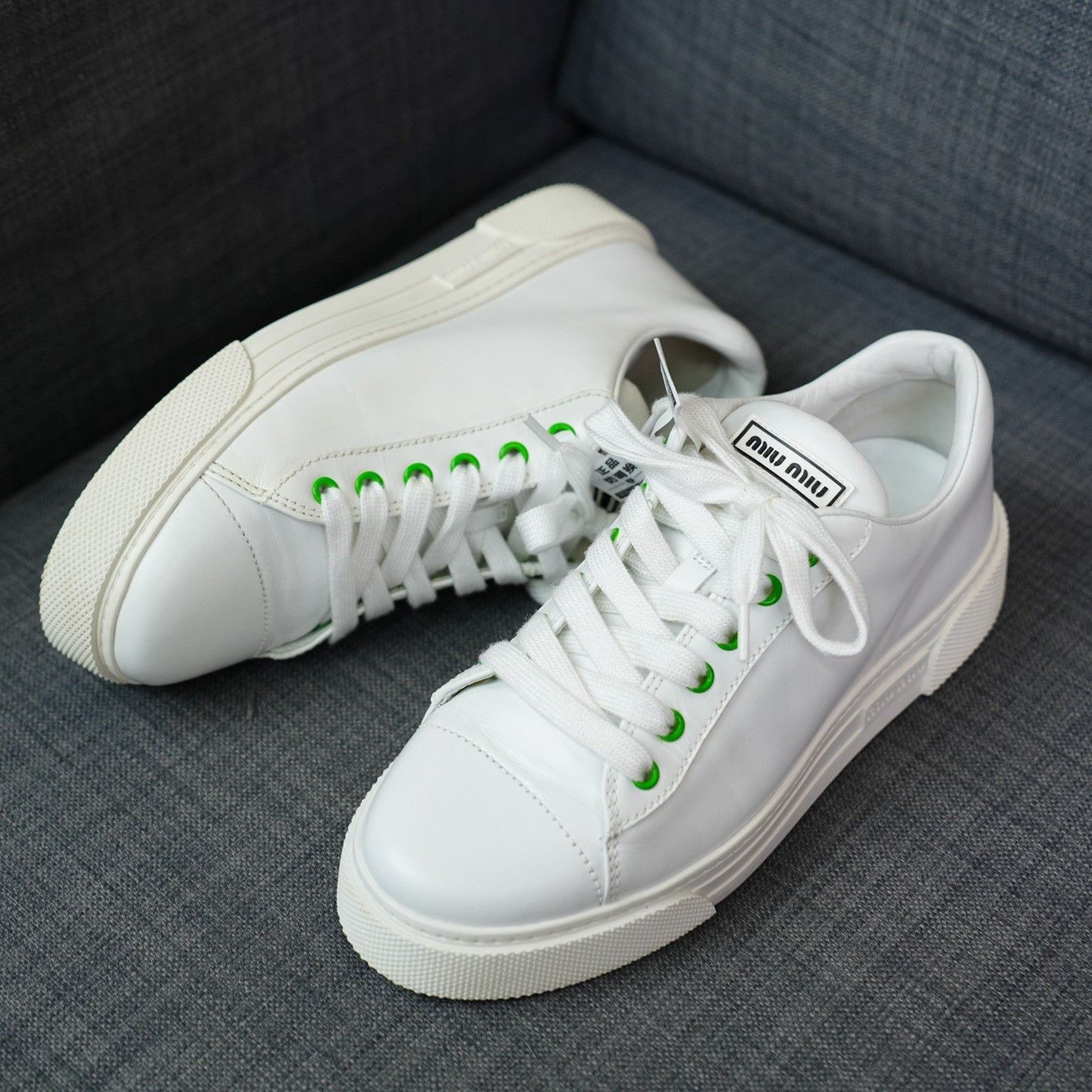 Miu Miu Miu Miu White Lowtop Sneakers us_8 Women Size US 8 / IT 38 - 2 Thumbnail