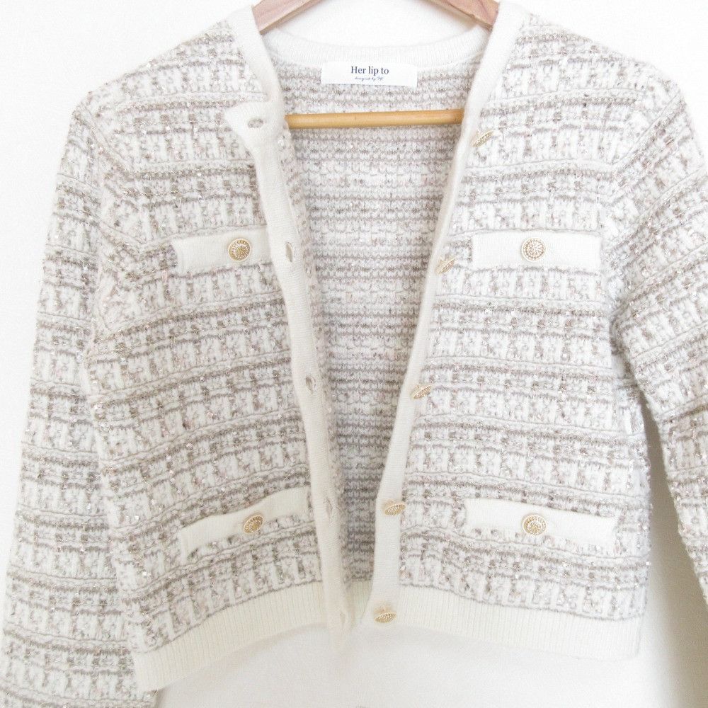 Other Other Her lip to Bristol Tweed Knit Cardigan Textile Tops 1244202171 DUTY FREE for USA Size ONE SIZE - 7 Thumbnail