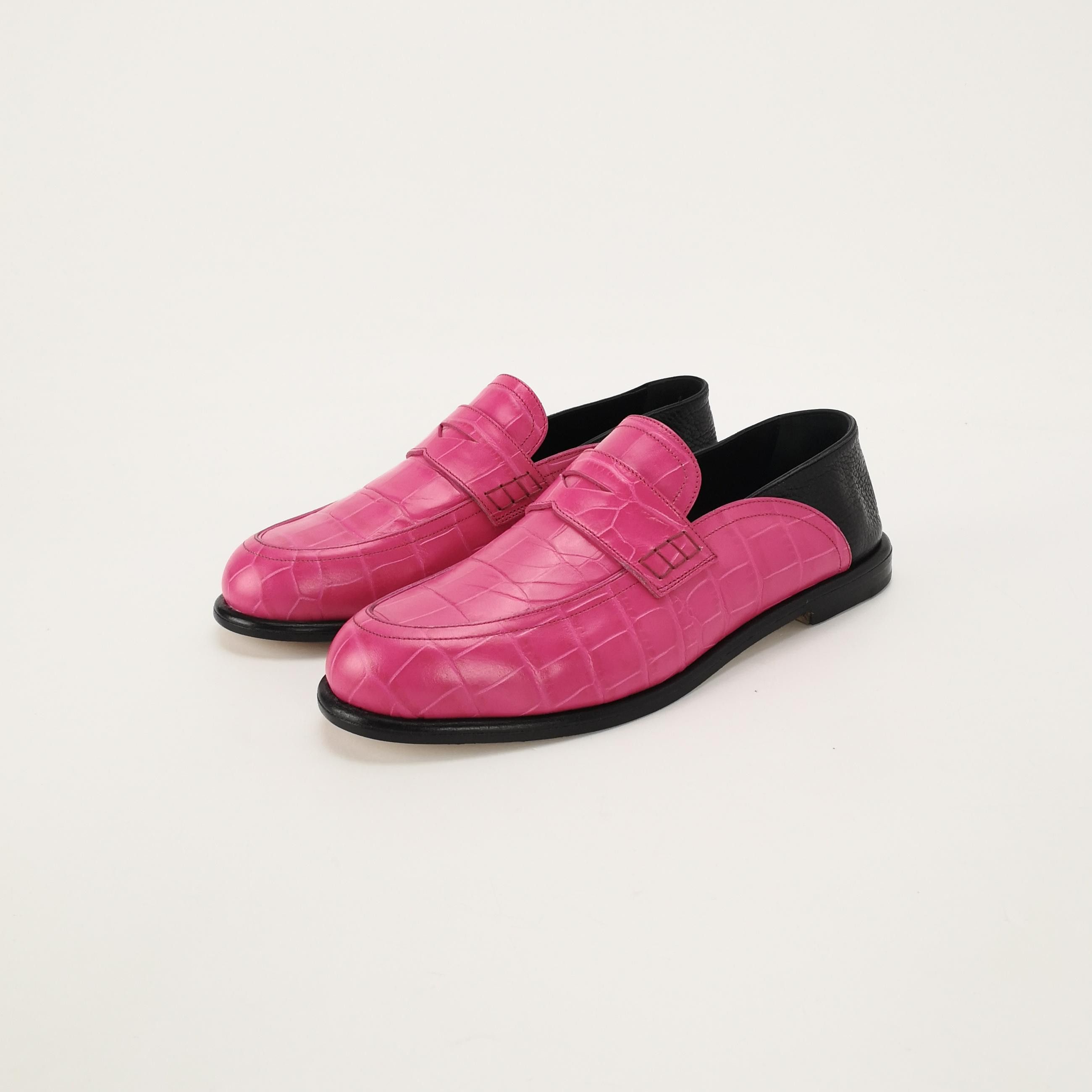 Loewe Loewe Pink Croc Embossed Leather Loafers 41 Size US 8 / EU 41 - 4 Thumbnail