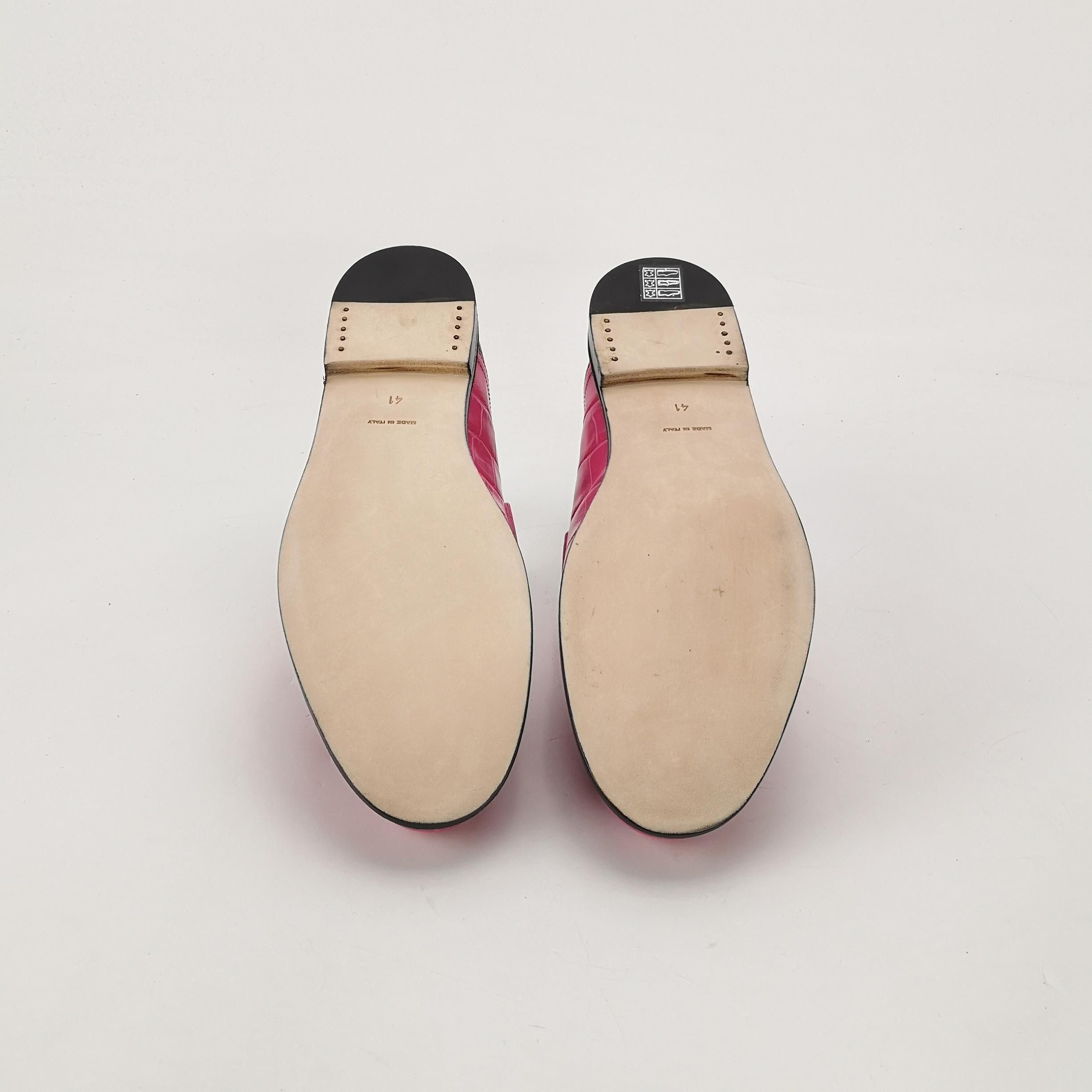 Loewe Loewe Pink Croc Embossed Leather Loafers 41 Size US 8 / EU 41 - 6 Thumbnail