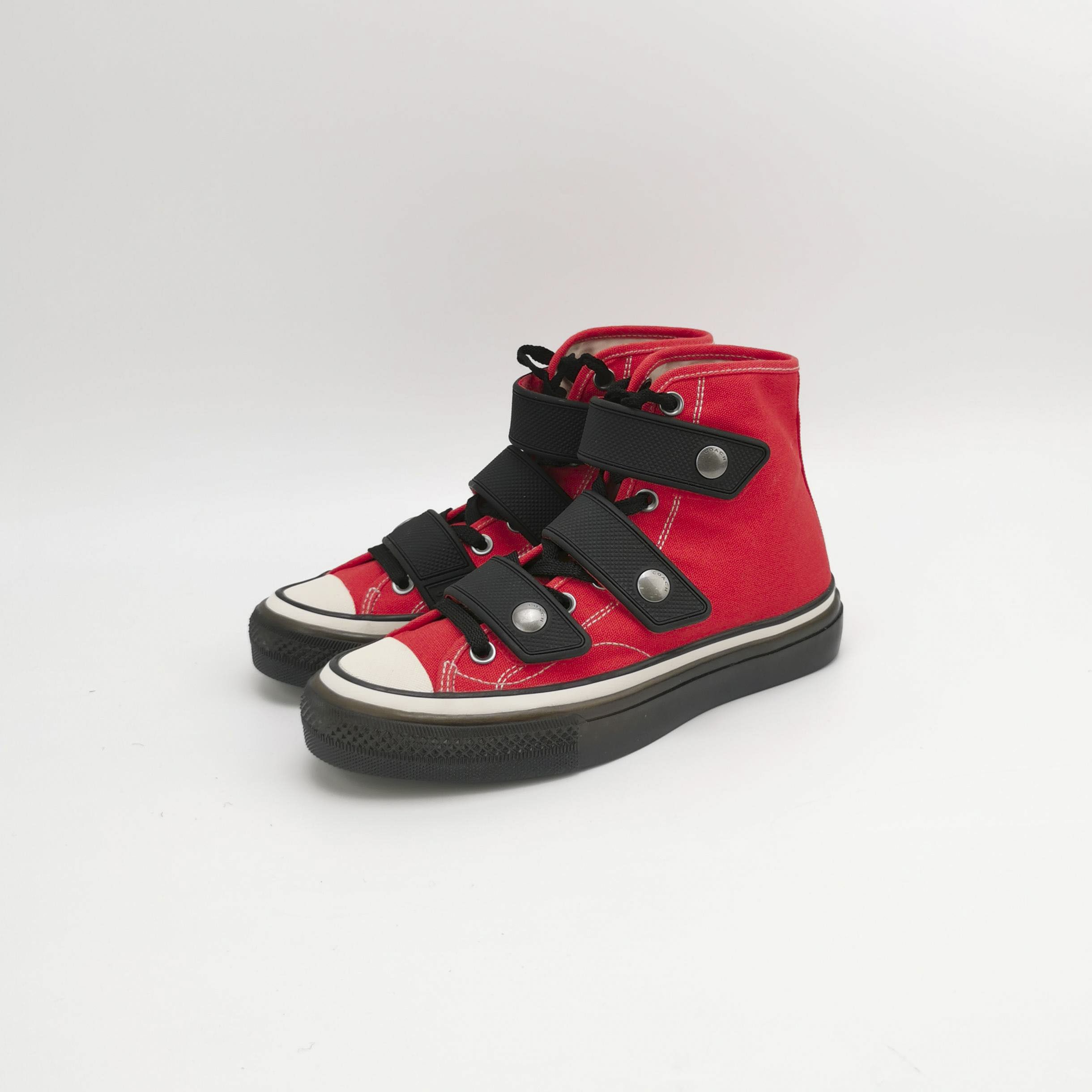 Coach Coach Red Canvas High Top Sneakers EU 40 Size US 7 / EU 40 - 4 Thumbnail
