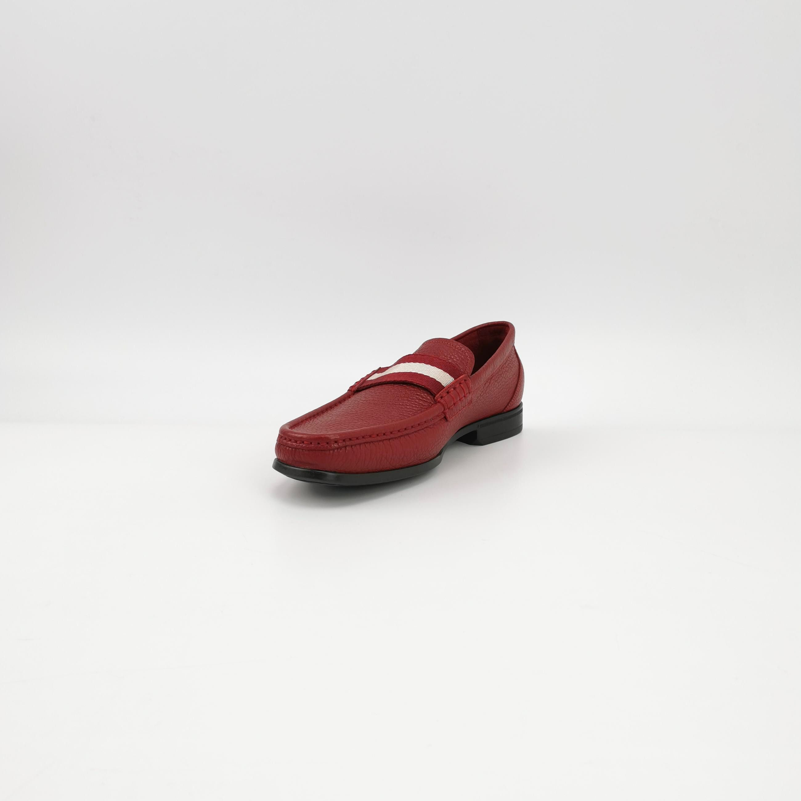 Bally Bally Red Pebbled Leather Striped Loafers 40.5 Size US 7 / EU 40 - 3 Thumbnail