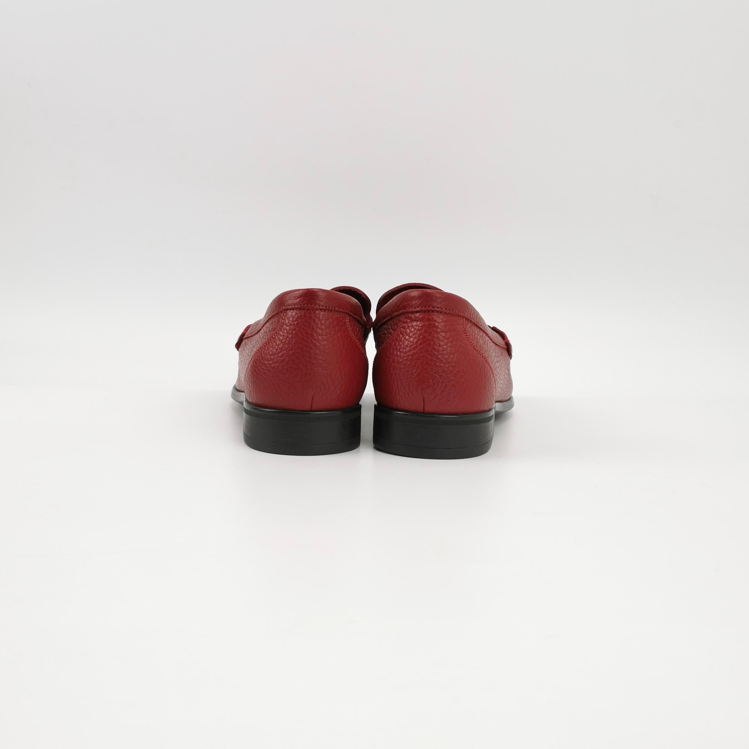 Bally Bally Red Pebbled Leather Striped Loafers 40.5 Size US 7 / EU 40 - 5 Thumbnail